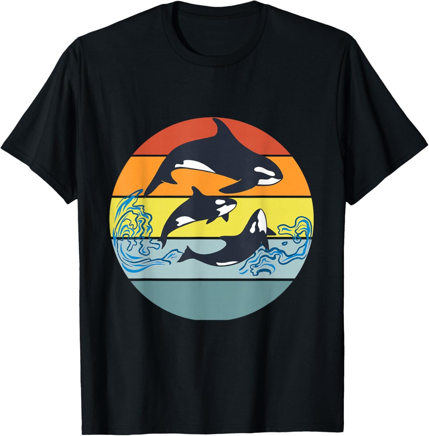 Orca Killer Whale, Vintage Retro Whale Family T-Shirt
