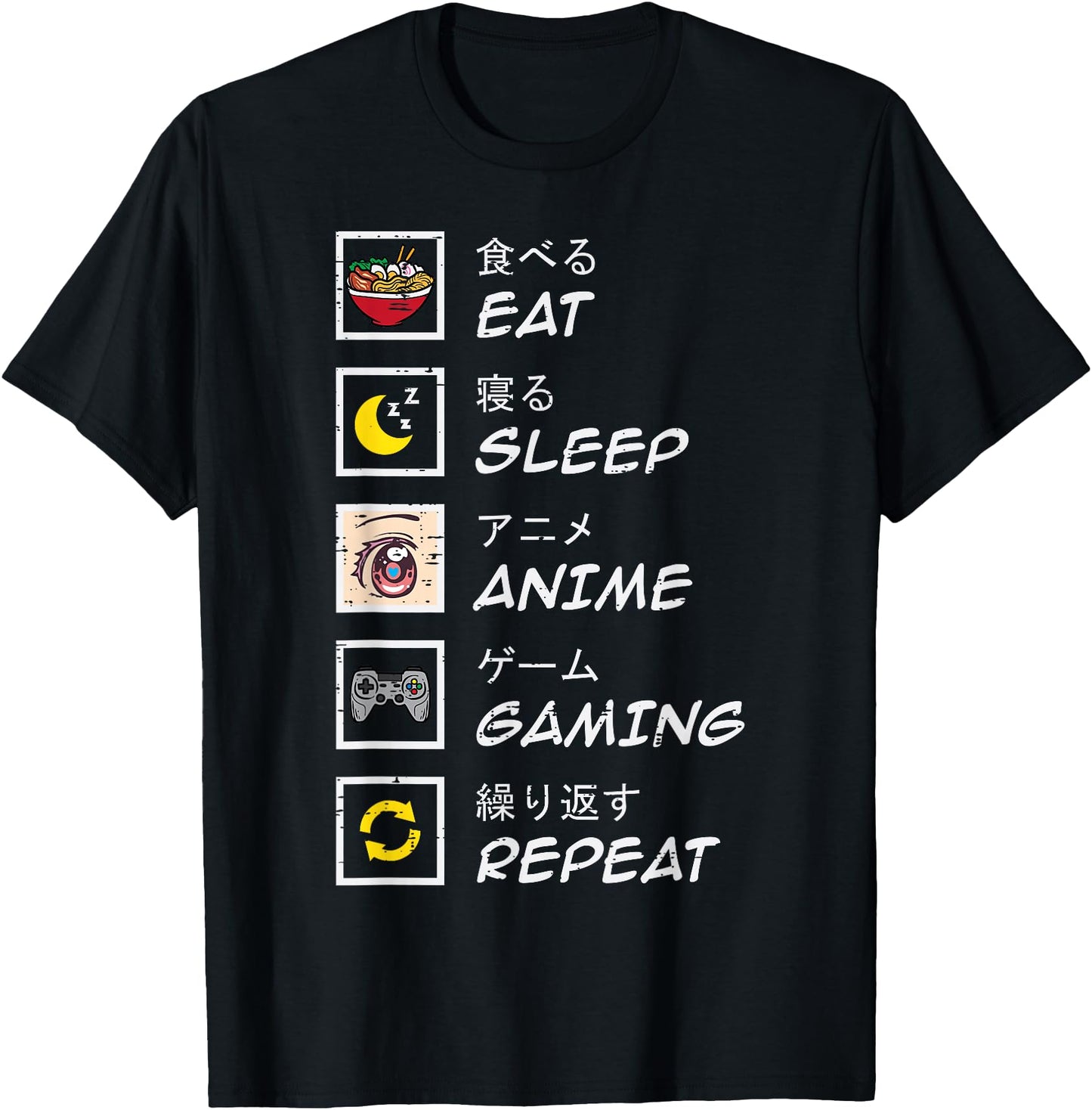 Eat Sleep Anime Gaming Repeat Gamer Teen Boys Girls