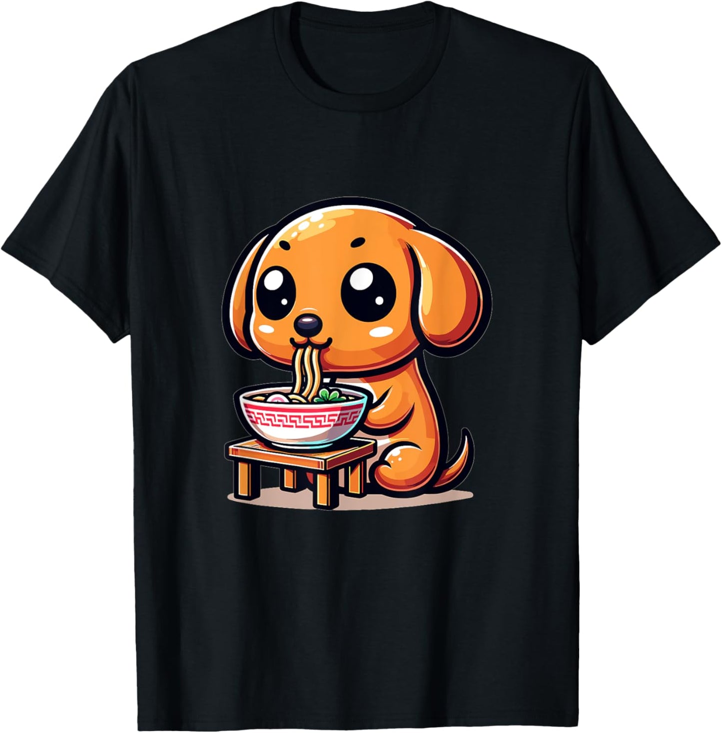 Cute Japanese Kawaii Chibi Dachshund Eating Ramen