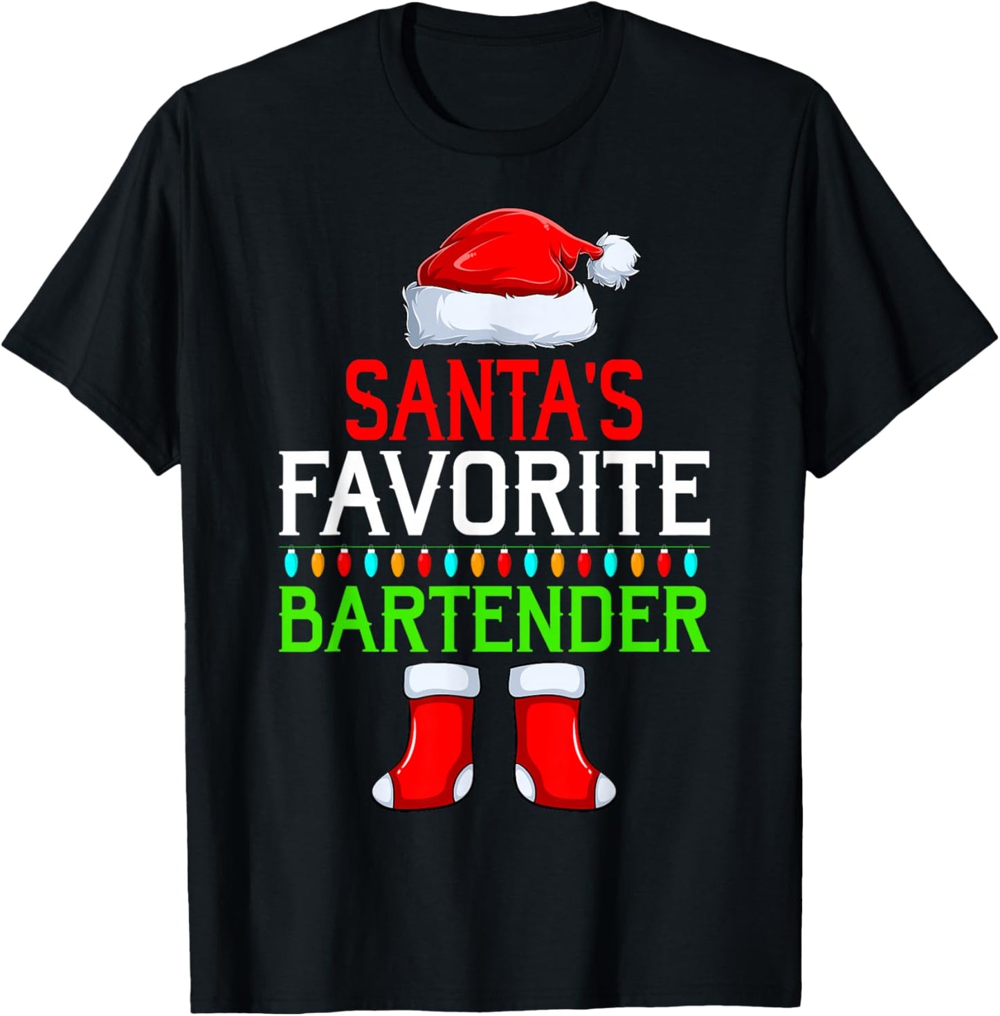 Santa's Favorite Bartender Christmas Matching Pajamas Xmas