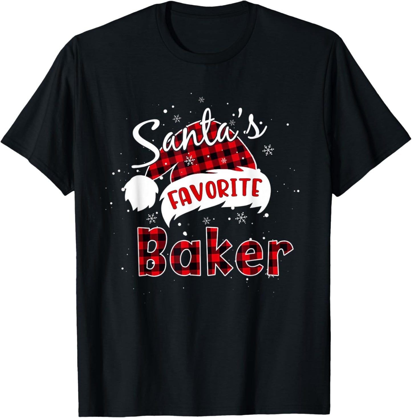 Funny Santa's Favorite Baker Christmas Plaid Buffalo Xmas