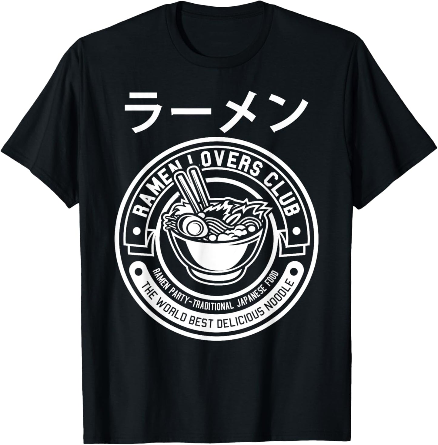 MAD LABS TEES Ramen Noodle T-Shirt, Cool Ramen Lovers Club, Japanese Anime T-Shirt, Black, Small