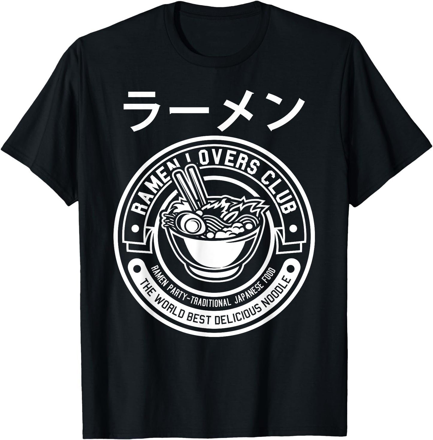 MAD LABS TEES Ramen Noodle T-Shirt, Cool Ramen Lovers Club, Japanese Anime T-Shirt, Black, Small