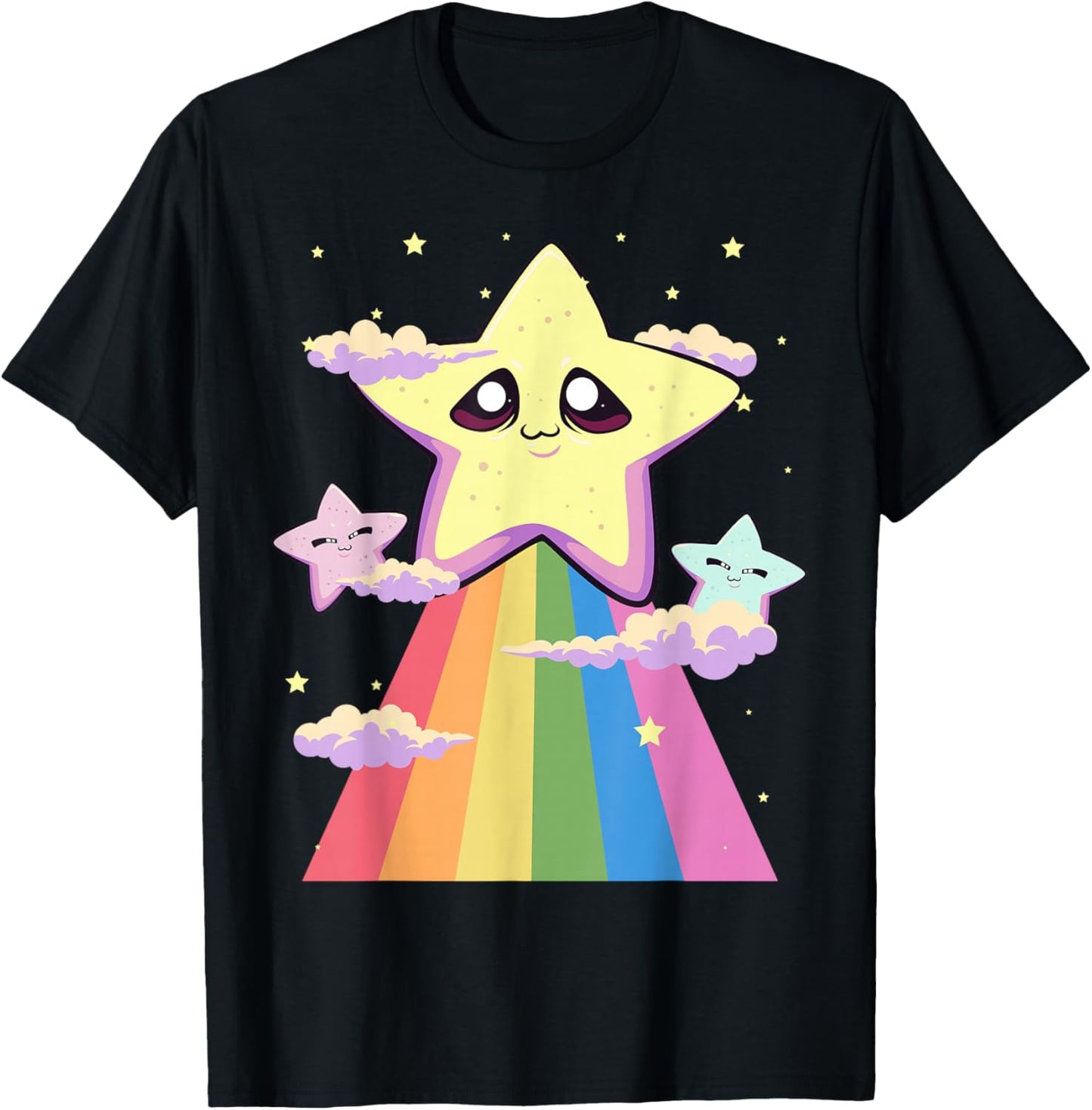 Pastel Goth Kawaii Sad Chibi Stars and Rainbow