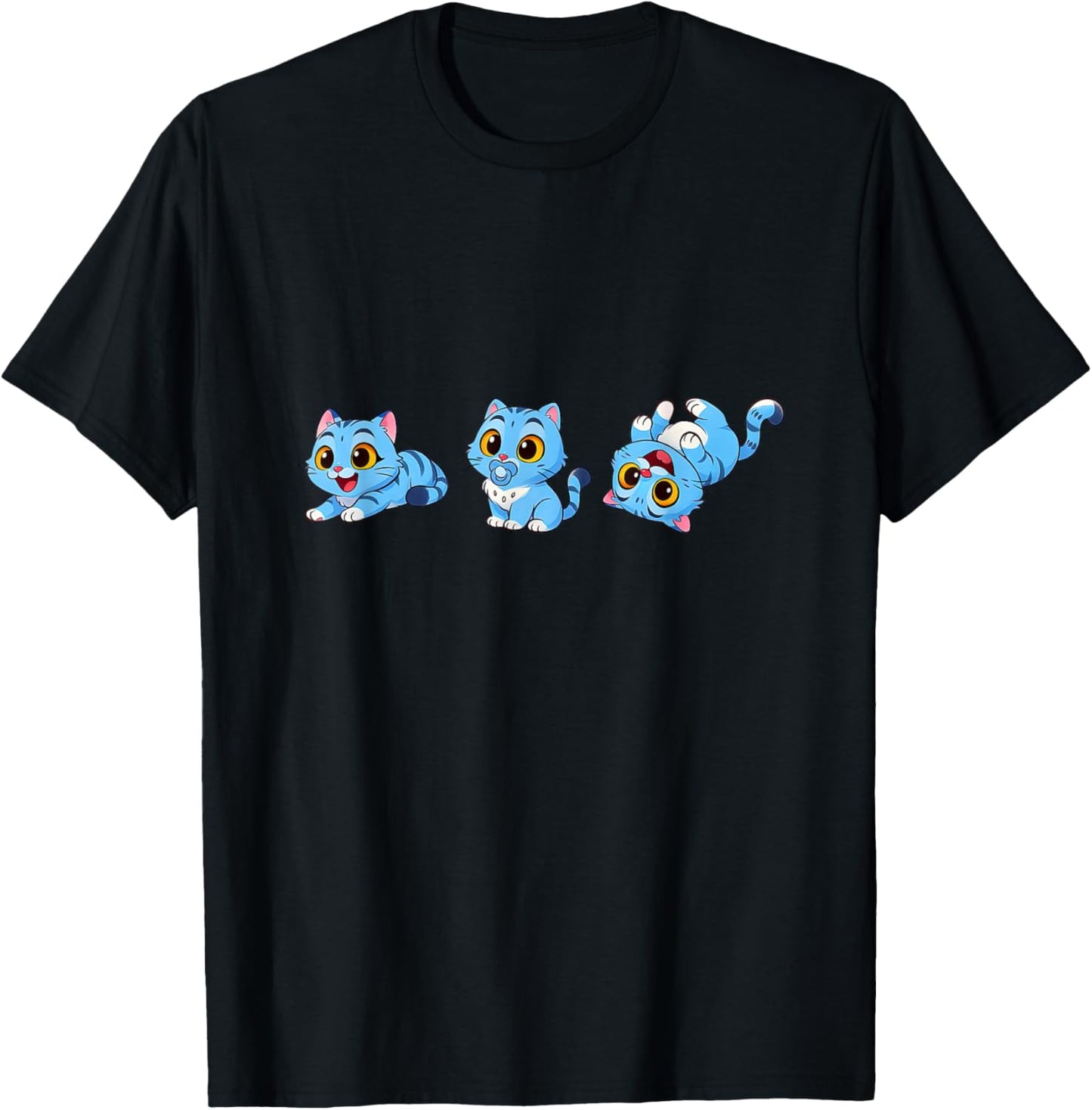 Cute k-pop Blue Tigers Playing Funny Cartoon Graphic Design