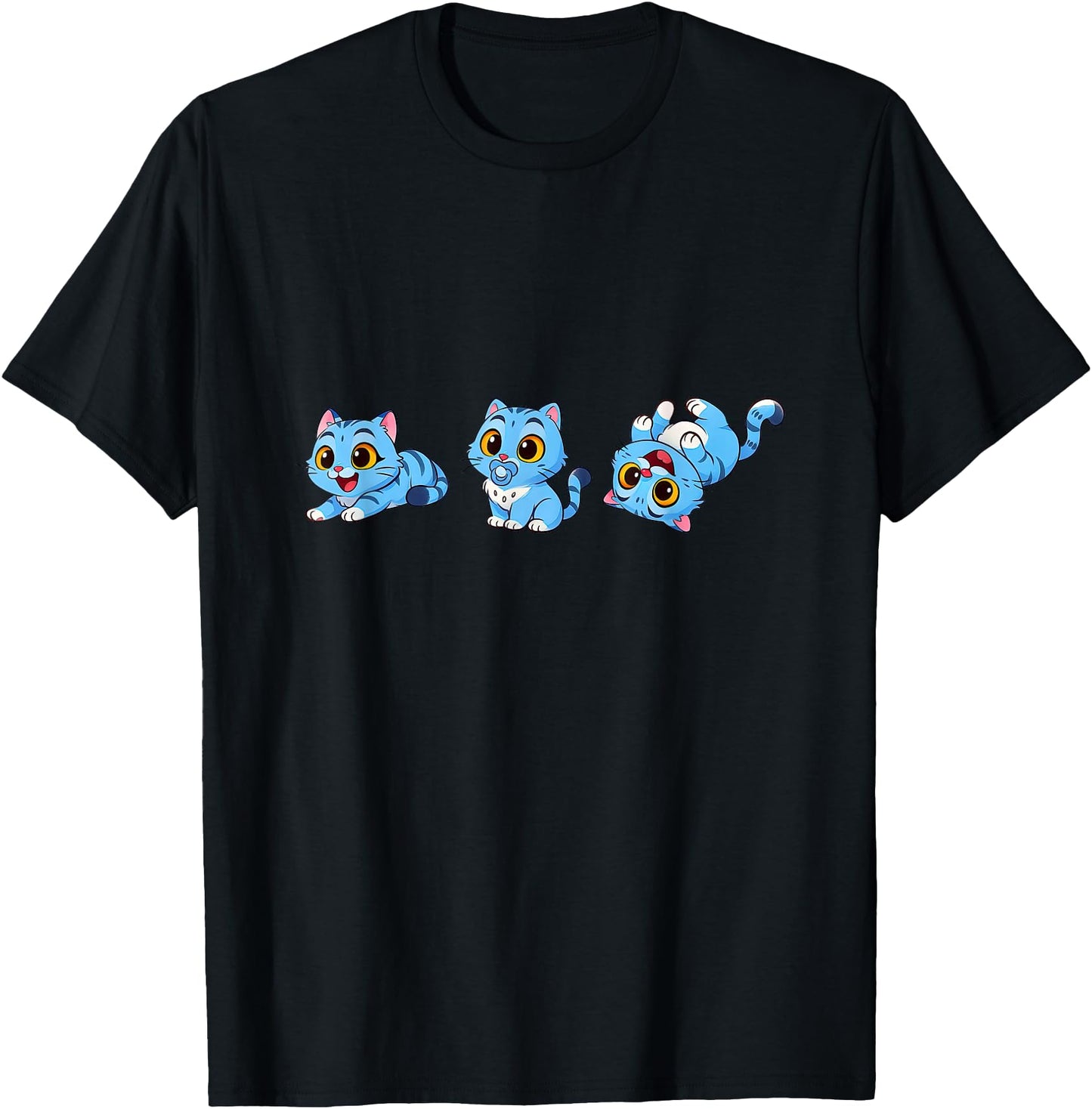 Cute k-pop Blue Tigers Playing Funny Cartoon Graphic Design