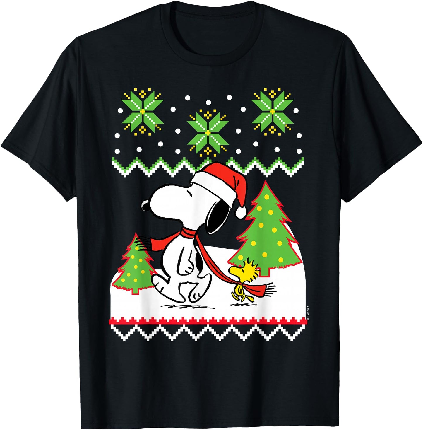 Peanuts Santa Snow Snoopy and Woodstock
