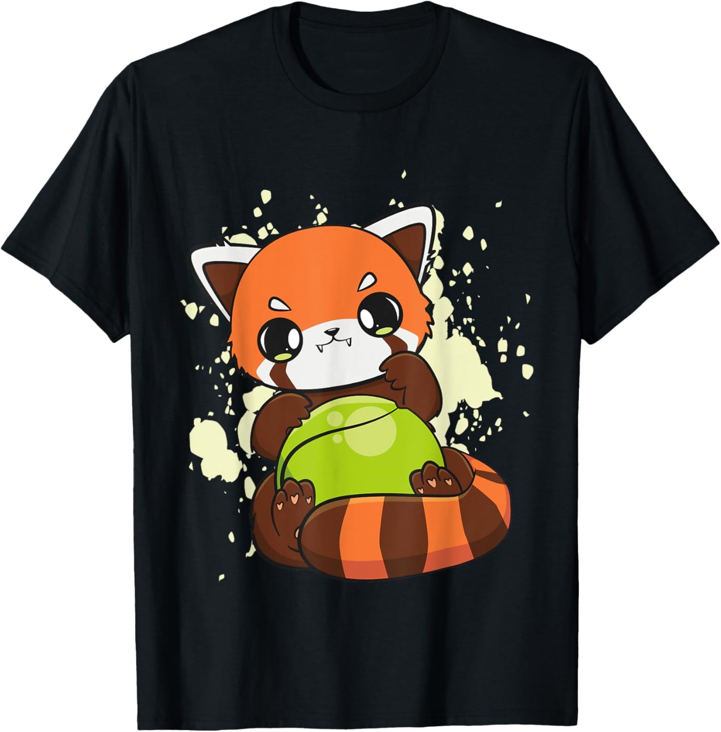 Cute Red Panda With Tennis Ball Sport Chibi Anime Otaku