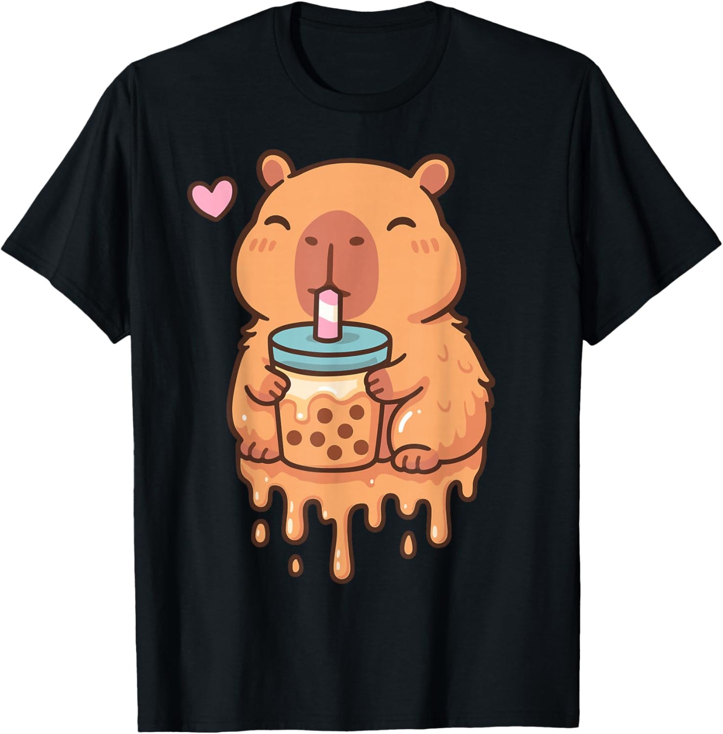 Dripping Kawaii Capybara Drinking Boba Bubble Tea Cute Anime