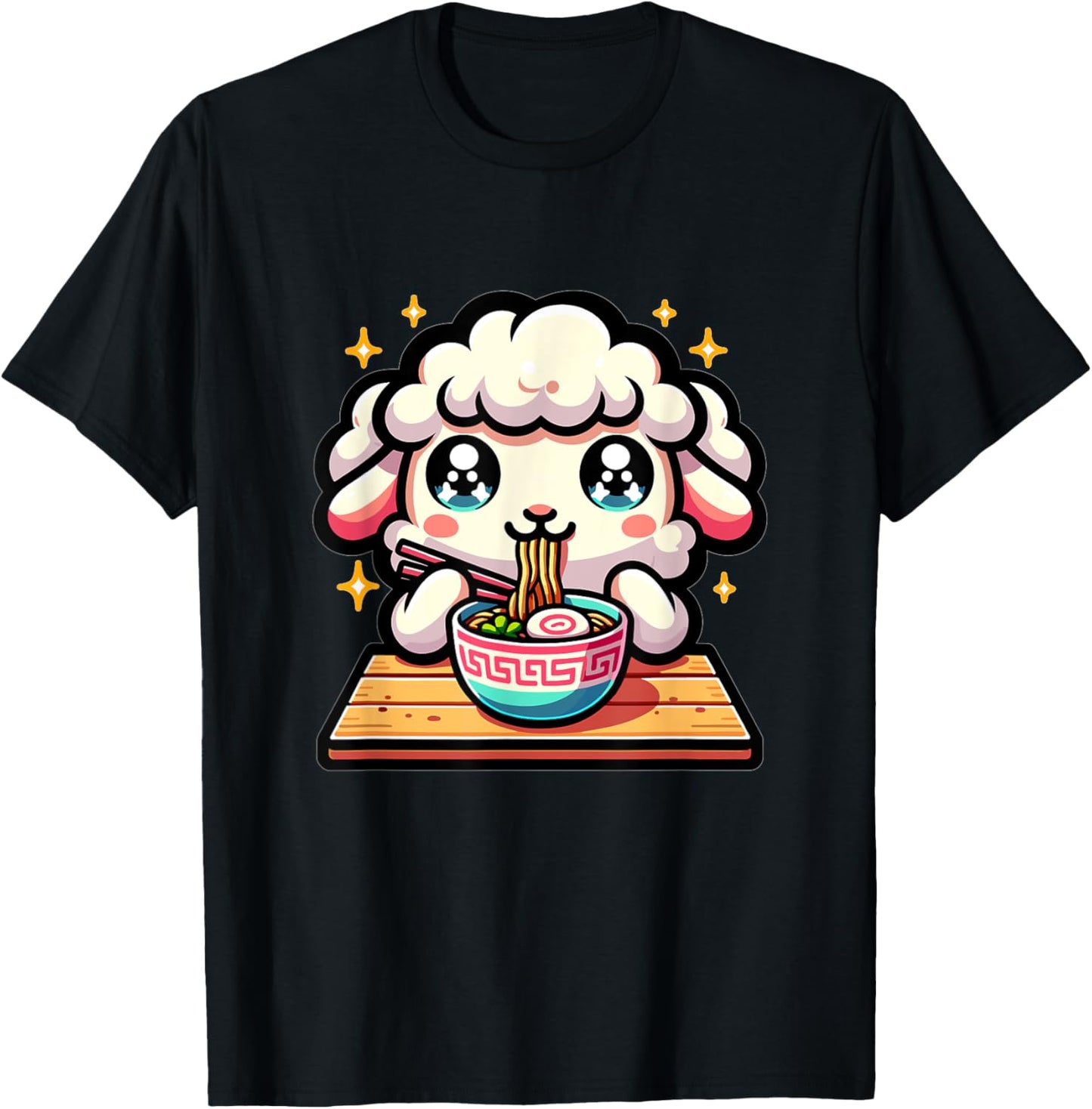 Cute Japanese Kawaii Chibi Lamb Eating Ramen