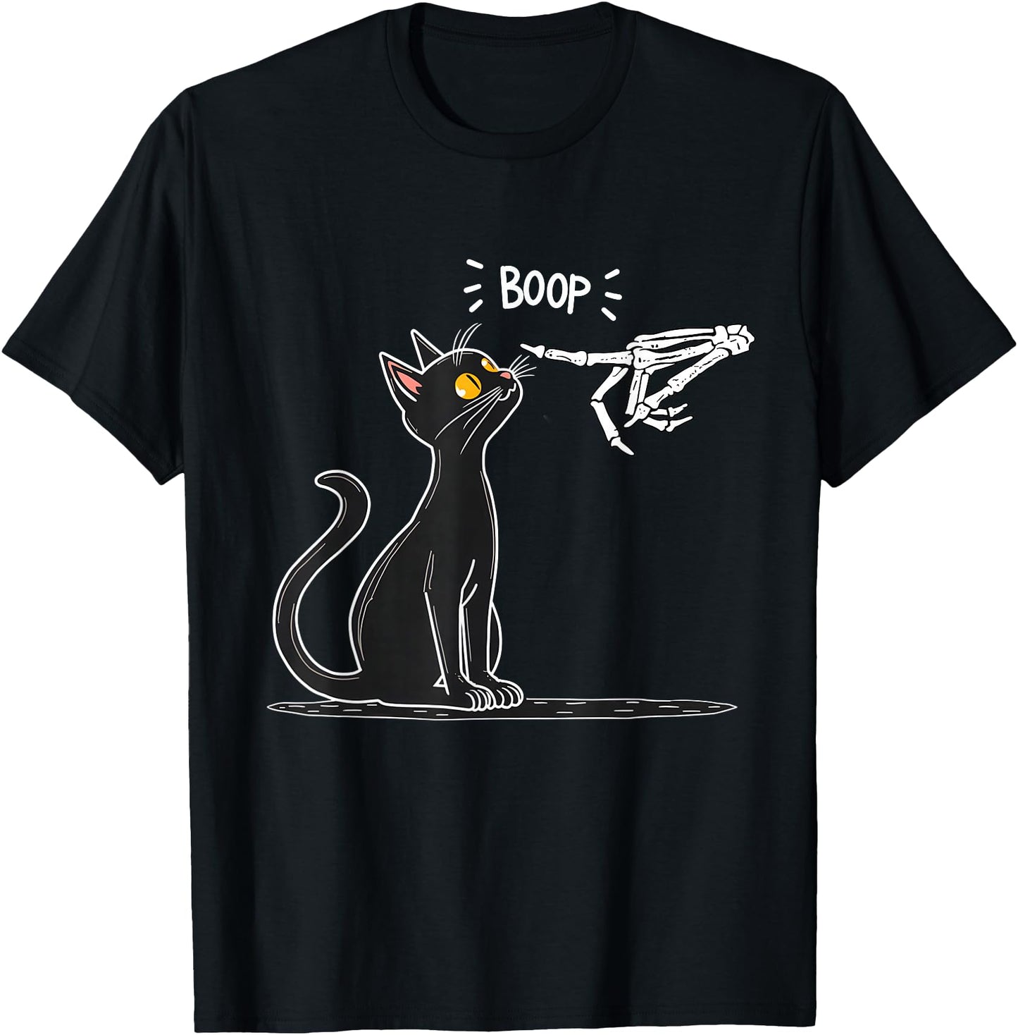 Black Cat Skeleton Hand Boop Halloween