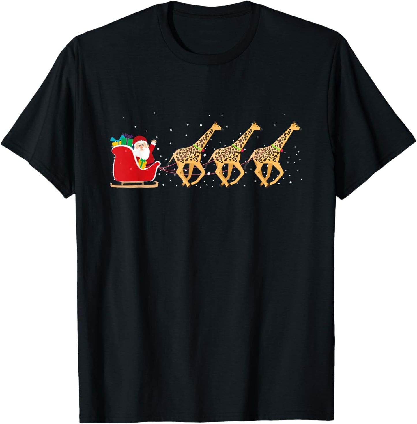 Giraffe Santa Christmas Sleigh - Funny Giraffe Xmas
