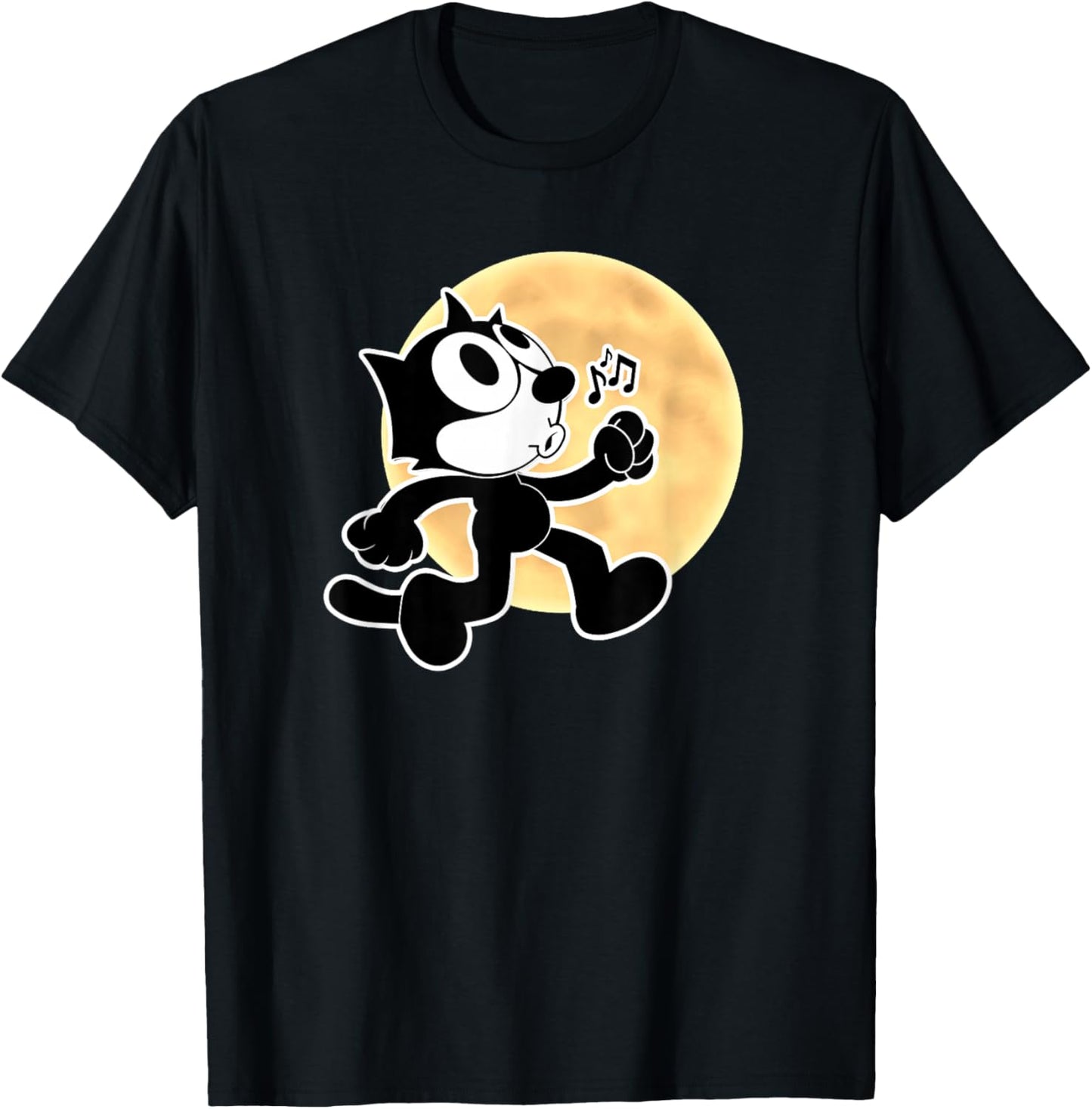 Felix Cartoon Whistling Music Notes Walking in Moonlight