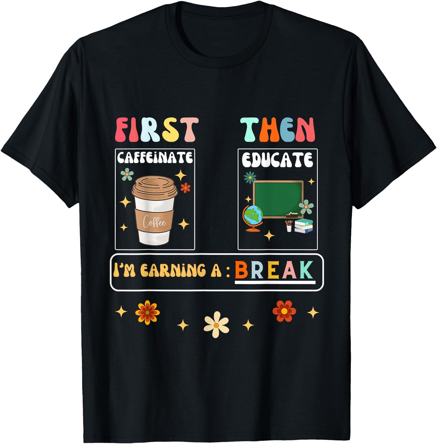 First Caffeinate Then Educate I'm Earning A Break Teacher