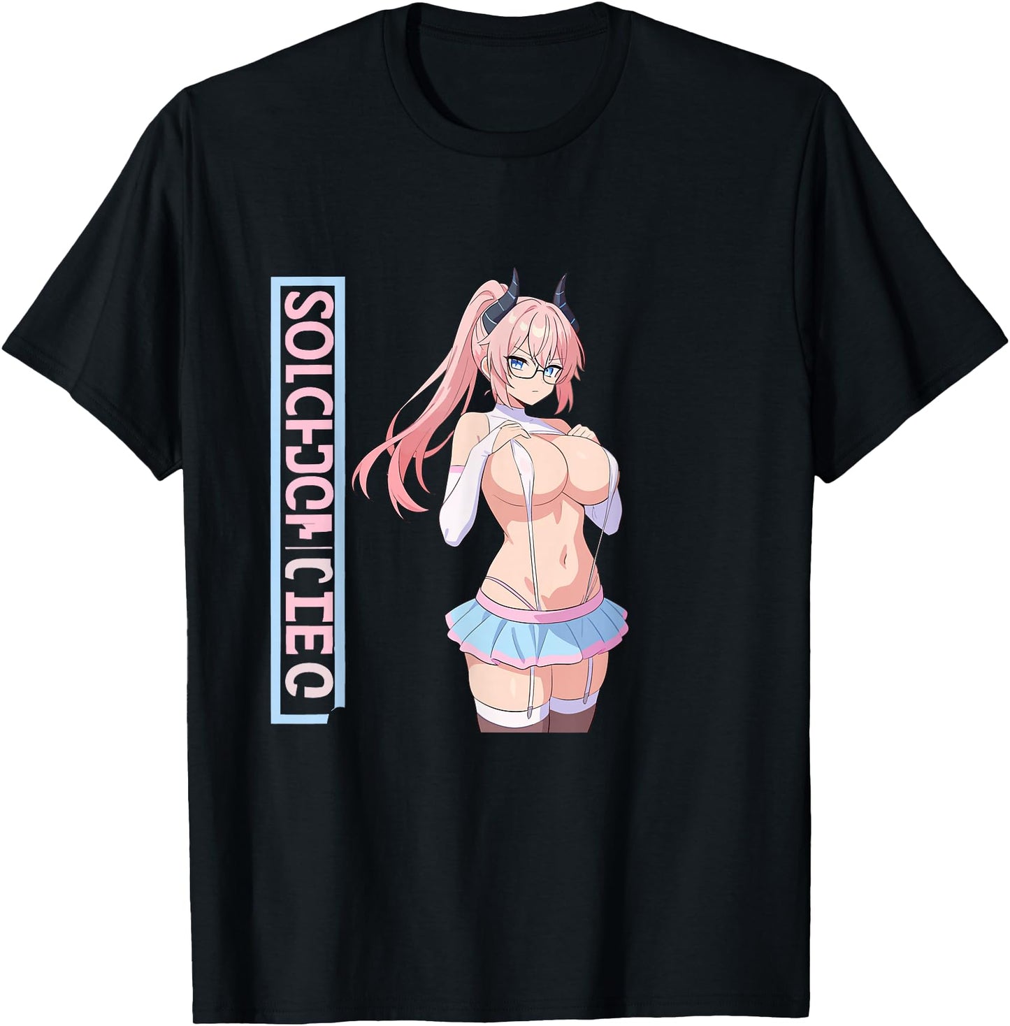 Waifu Sexy Anime Girl Horns Mini Skirt Japanese Retro Art