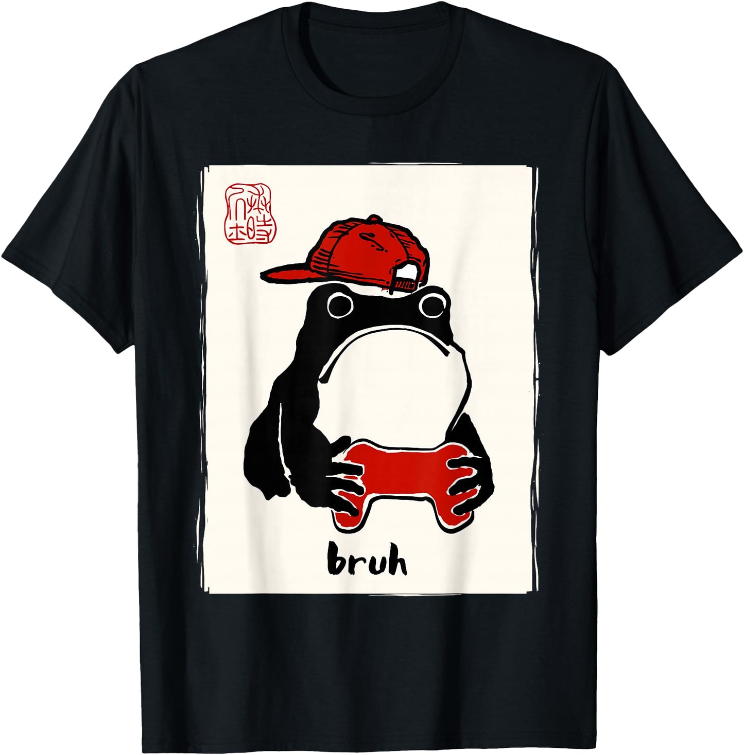 Grumpy Frog Gamer Bruh Ink Painting Japanese Funny Gamer