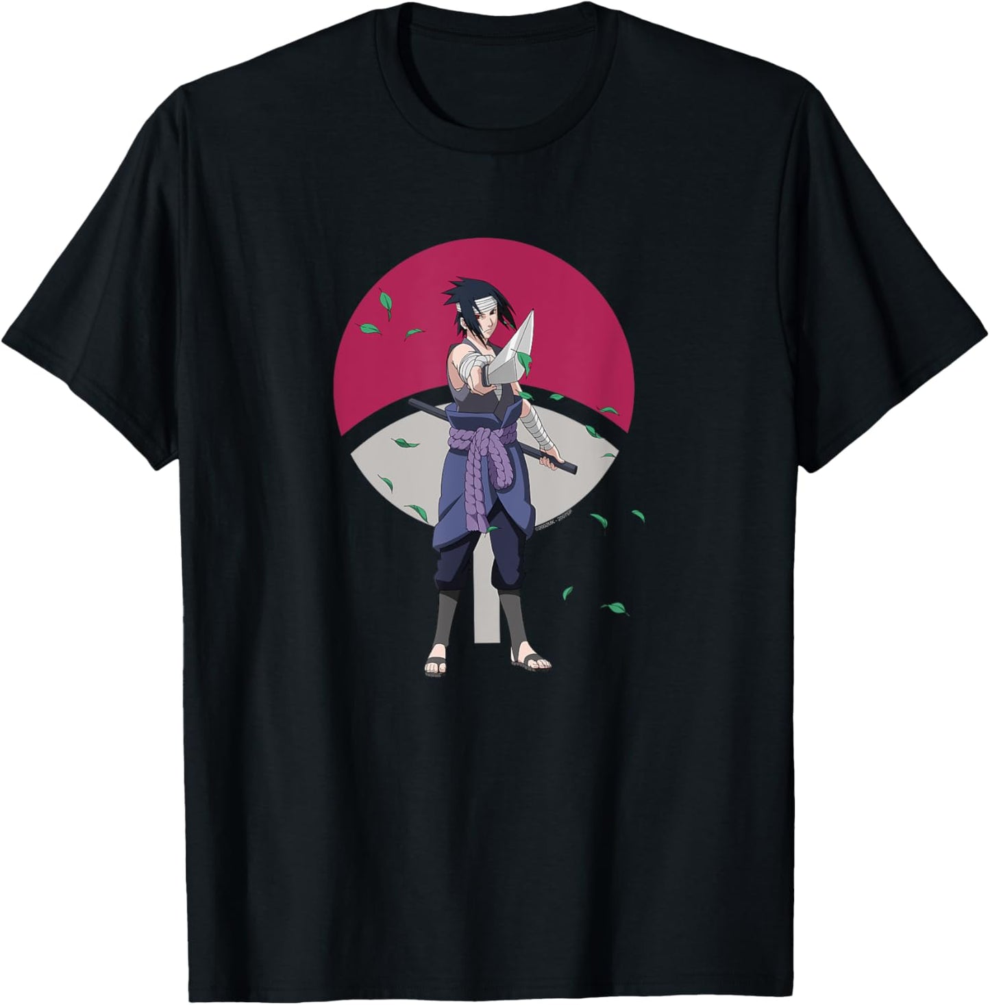 Naruto Shippuden Sasuke Uchiha Leaves and Symbol Anime