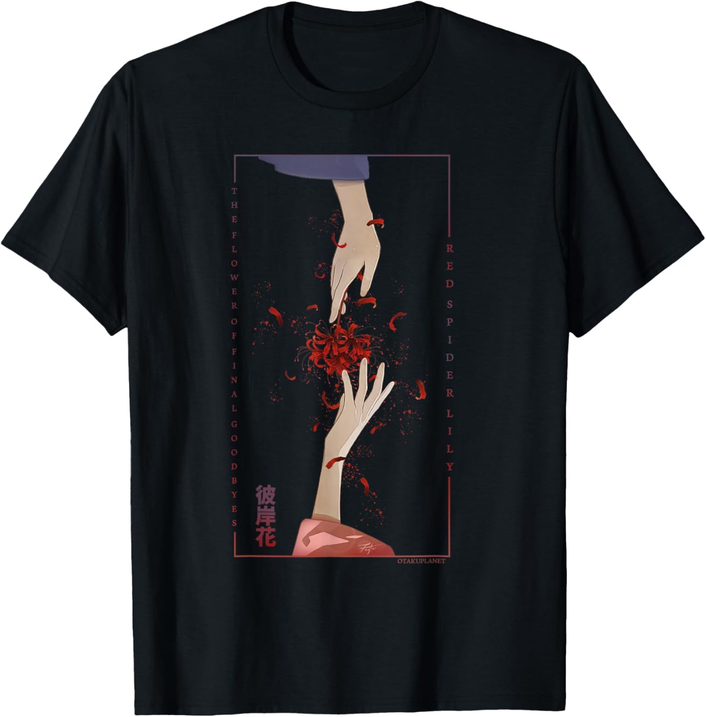 Higanbana or Red Spider Lily wtih Japanese retro Anime Hands