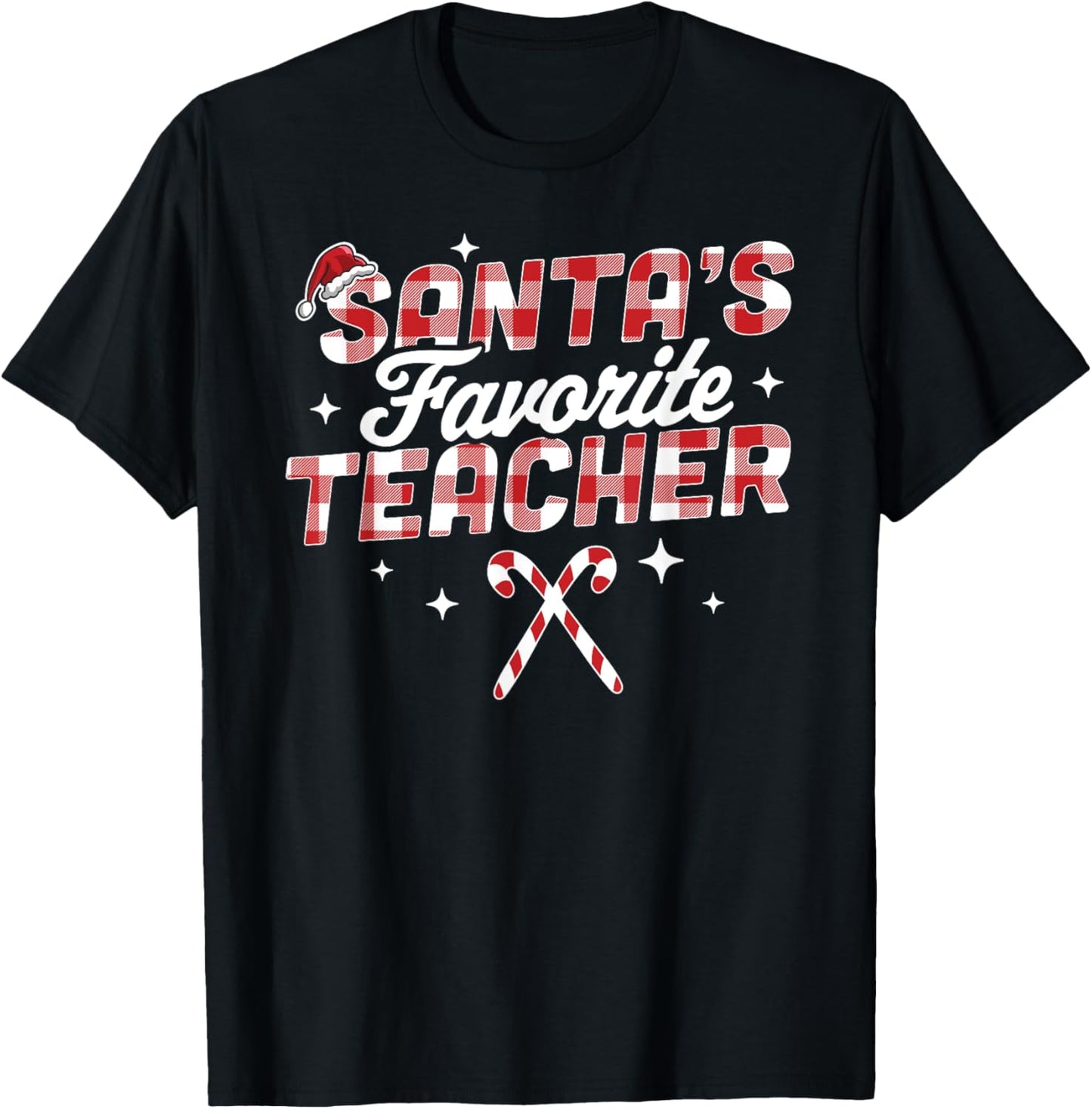 Santa's Favorite Teacher Christmas Santa Hat Candy Cane Xmas