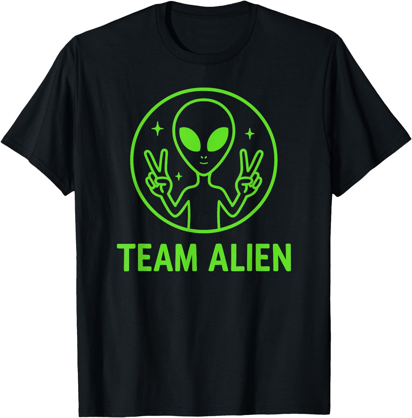 Team Alien Funny Green Extraterrestrial Peace Sign Cartoon
