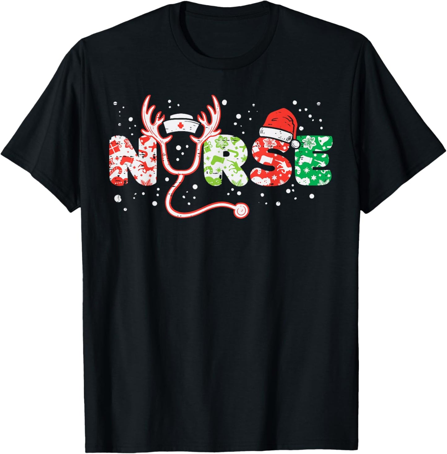 Nurse Christmas Stethoscope Nurses Xmas Scrub Top Women