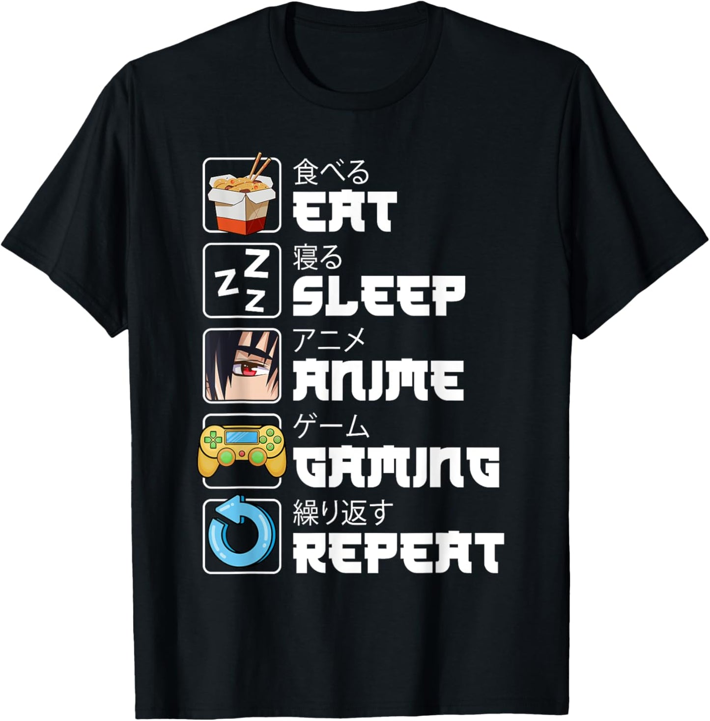 Eat Sleep Anime Gaming Repeat Funny Japan Anime Manga Teens