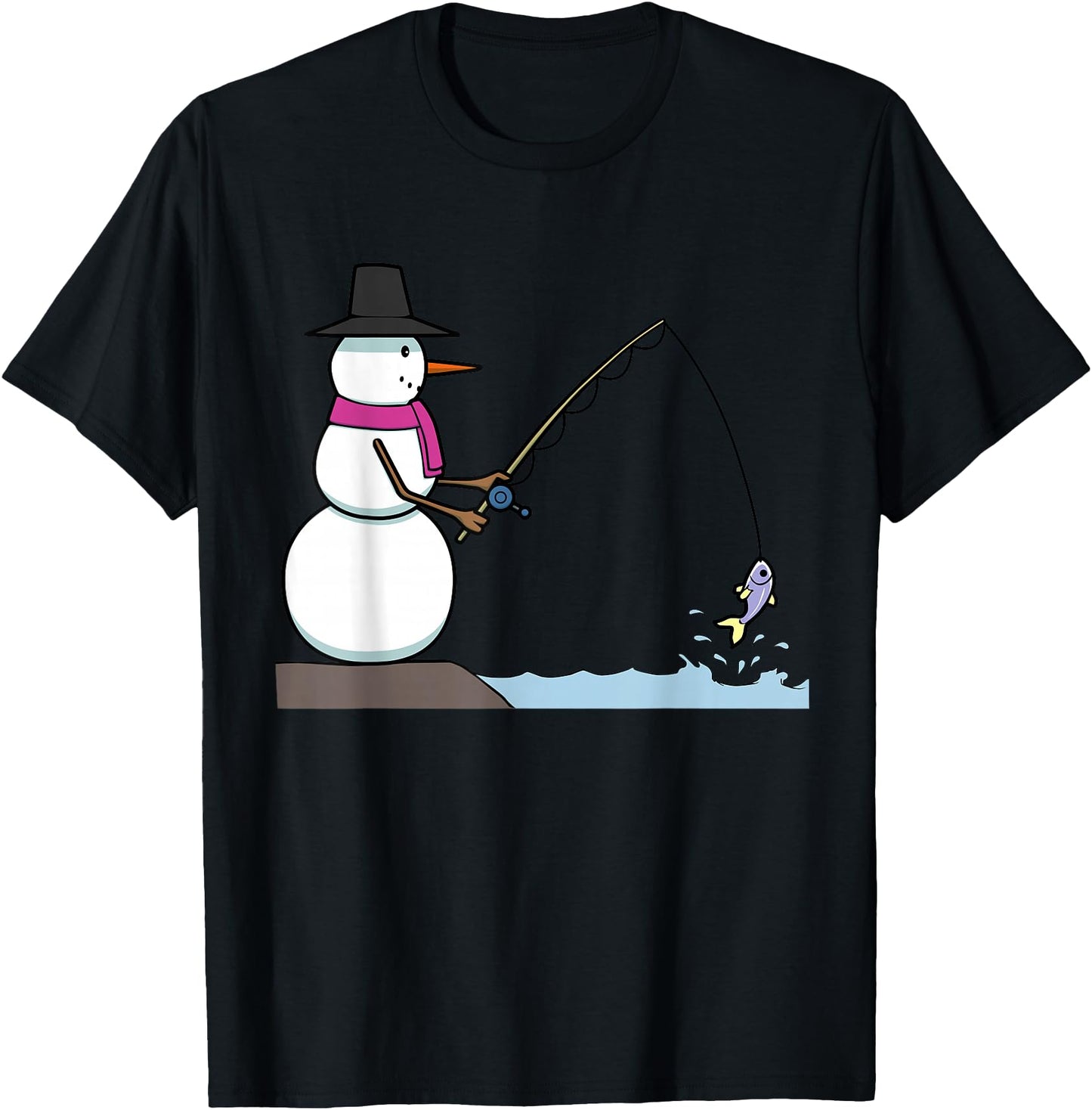 Cool Fishing Snowman Cartoon Angler