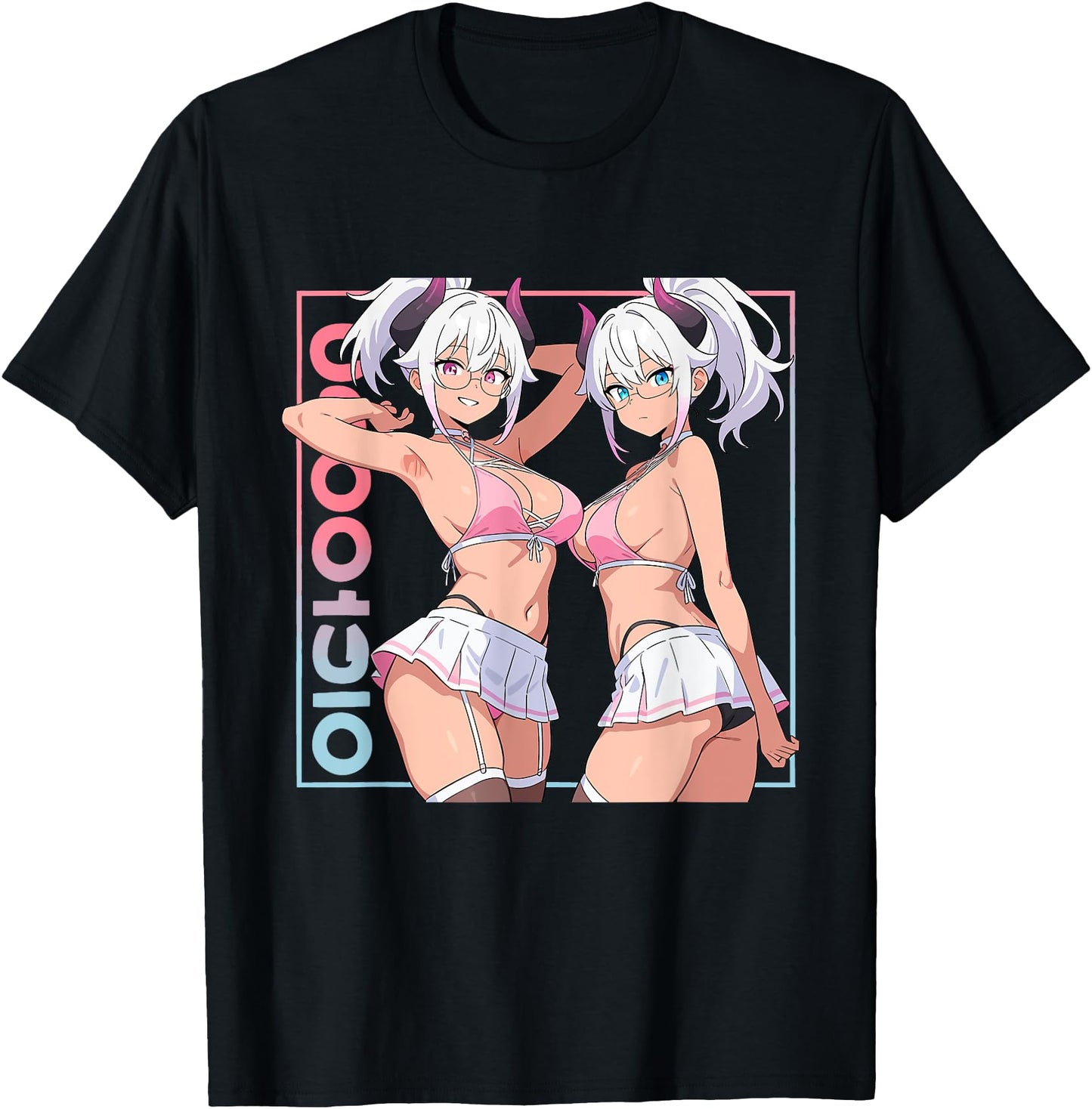 Waifu Sexy Anime Girl Horns Mini Skirt Japanese Retro Art