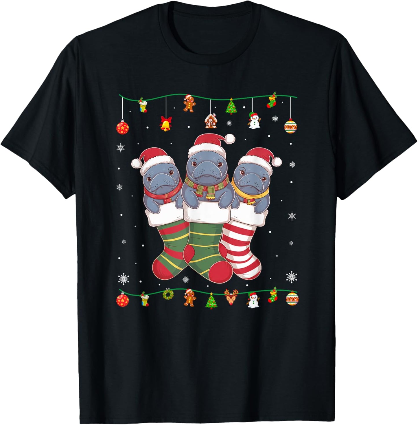 Manatee in Christmas Men Women Kids Xmas Pajama