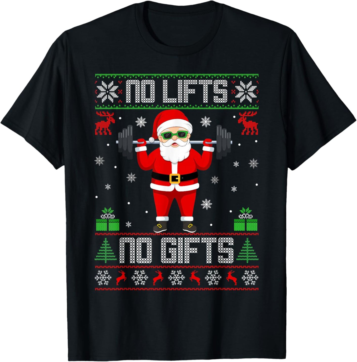Weightlifting Workout Gym Santa Christmas Ugly Sweater Xmas