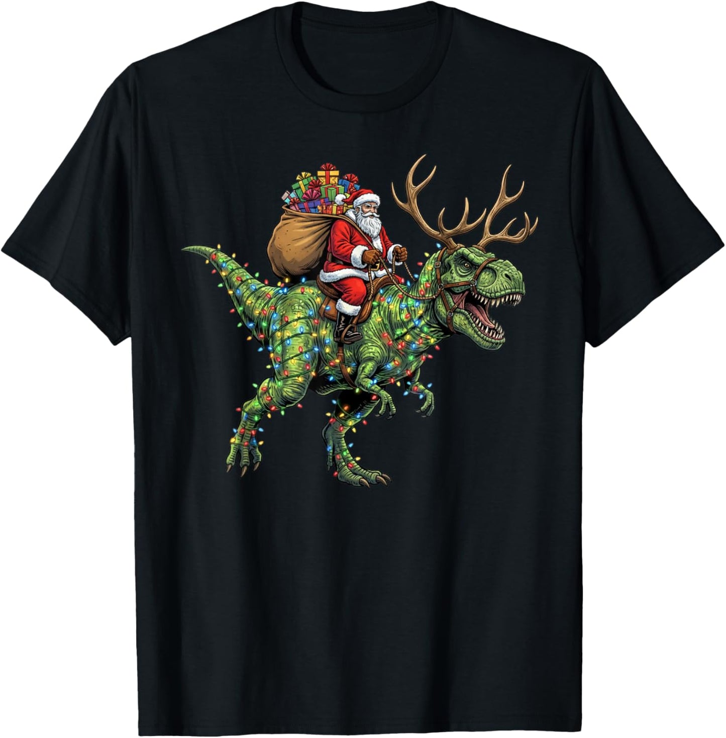 Funny Santa Riding Dinosaur T rex Christmas Boys Men Kids