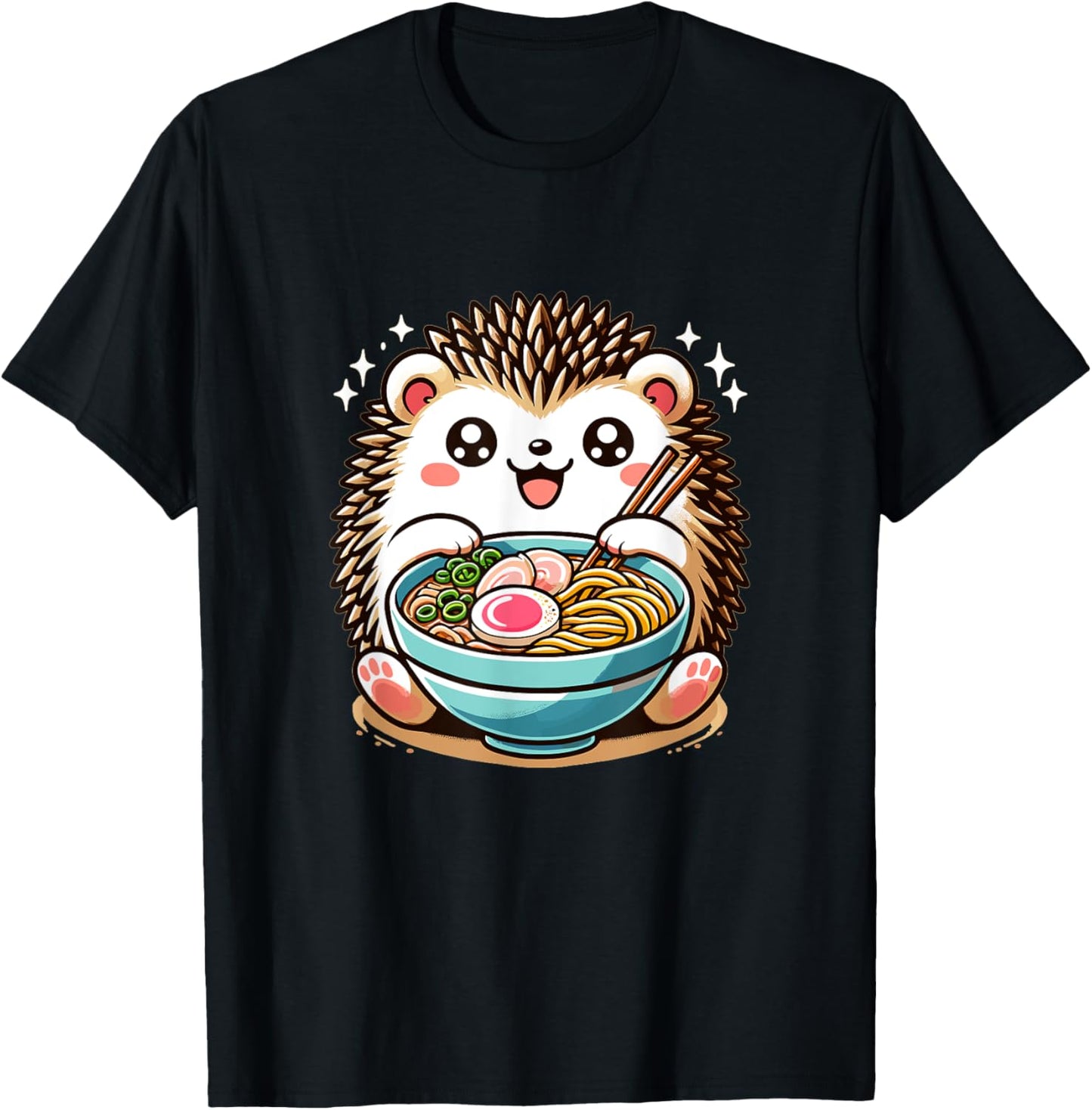 Cute Japanese Kawaii Chibi Hedgehog Eating Ramen