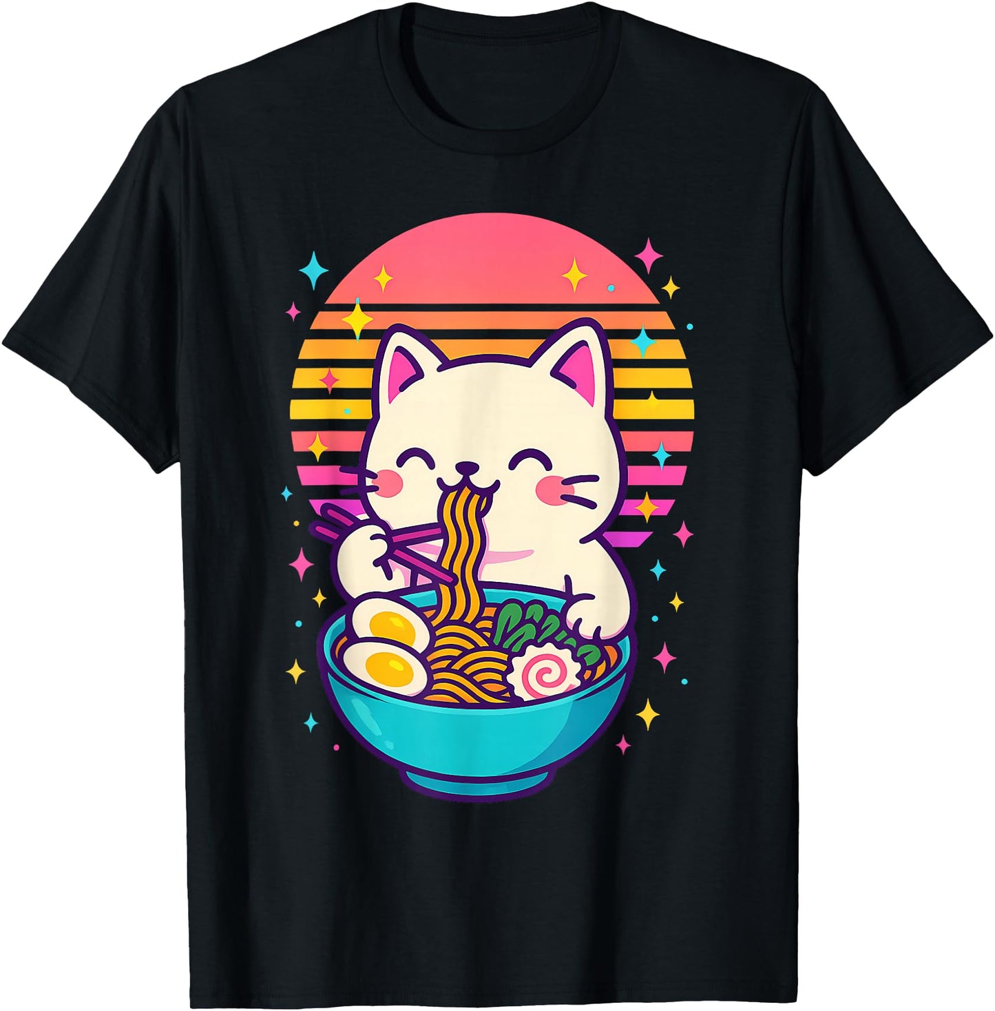 Anime Cat Eating Ramen Japanese