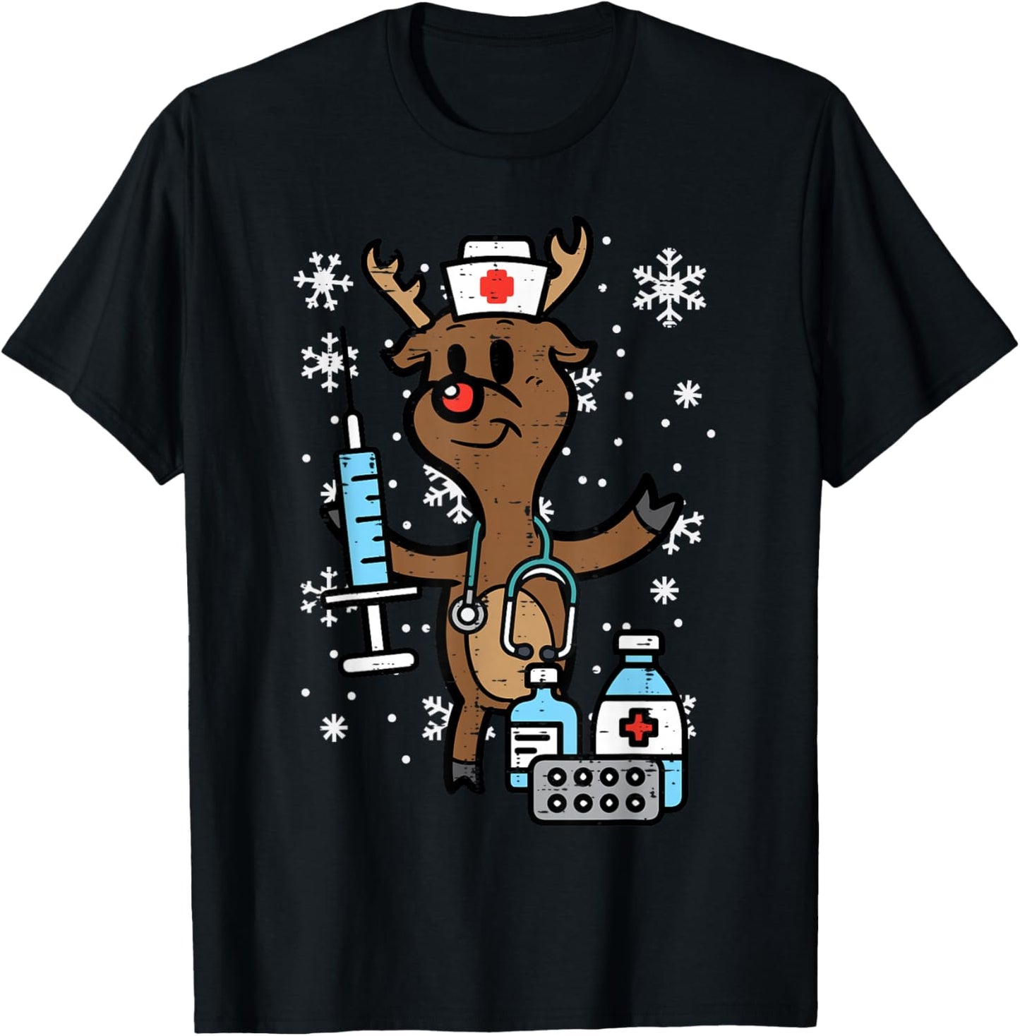 Christmas Nurse Reindeer Funny Xmas Nursing Scrub Top Women