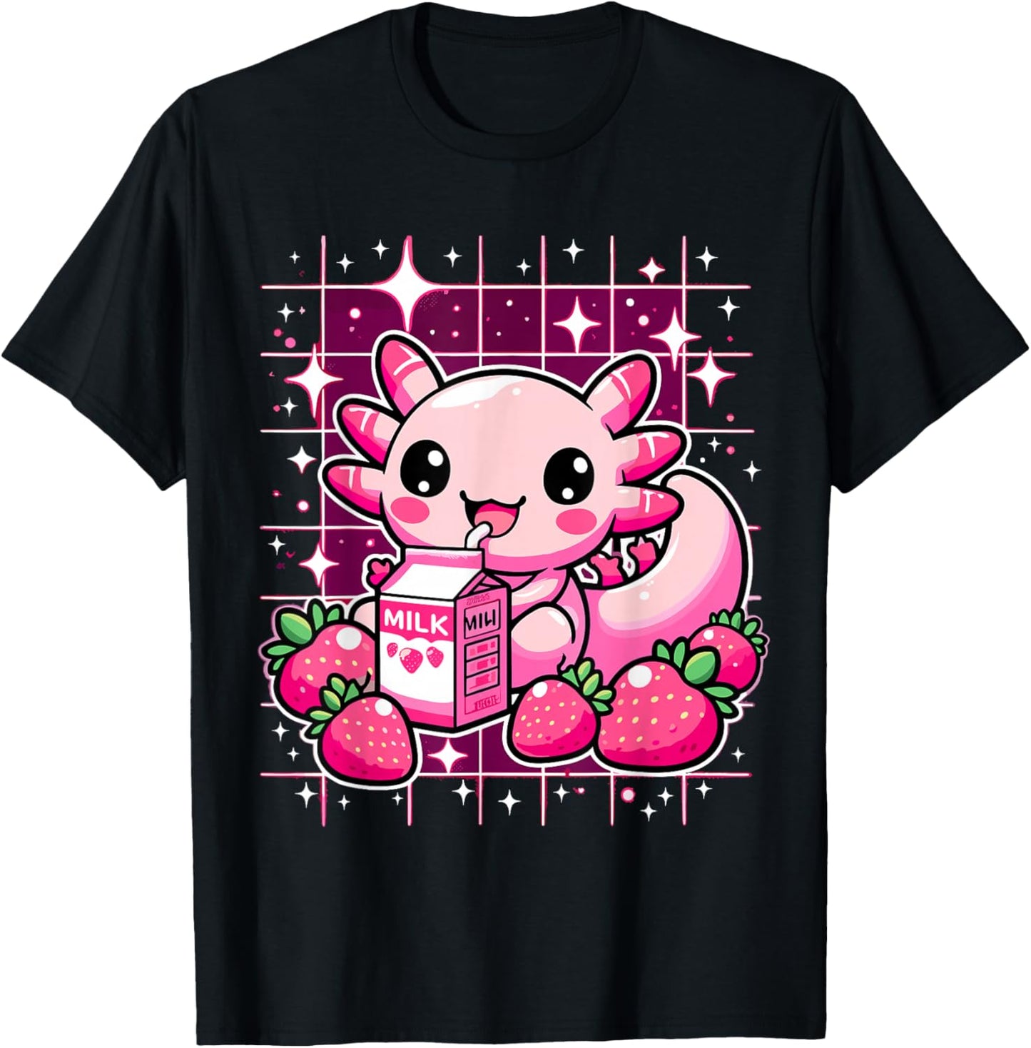 Axolotl Strawberry Milk Shake Anime Cute Kawaii Axolotl