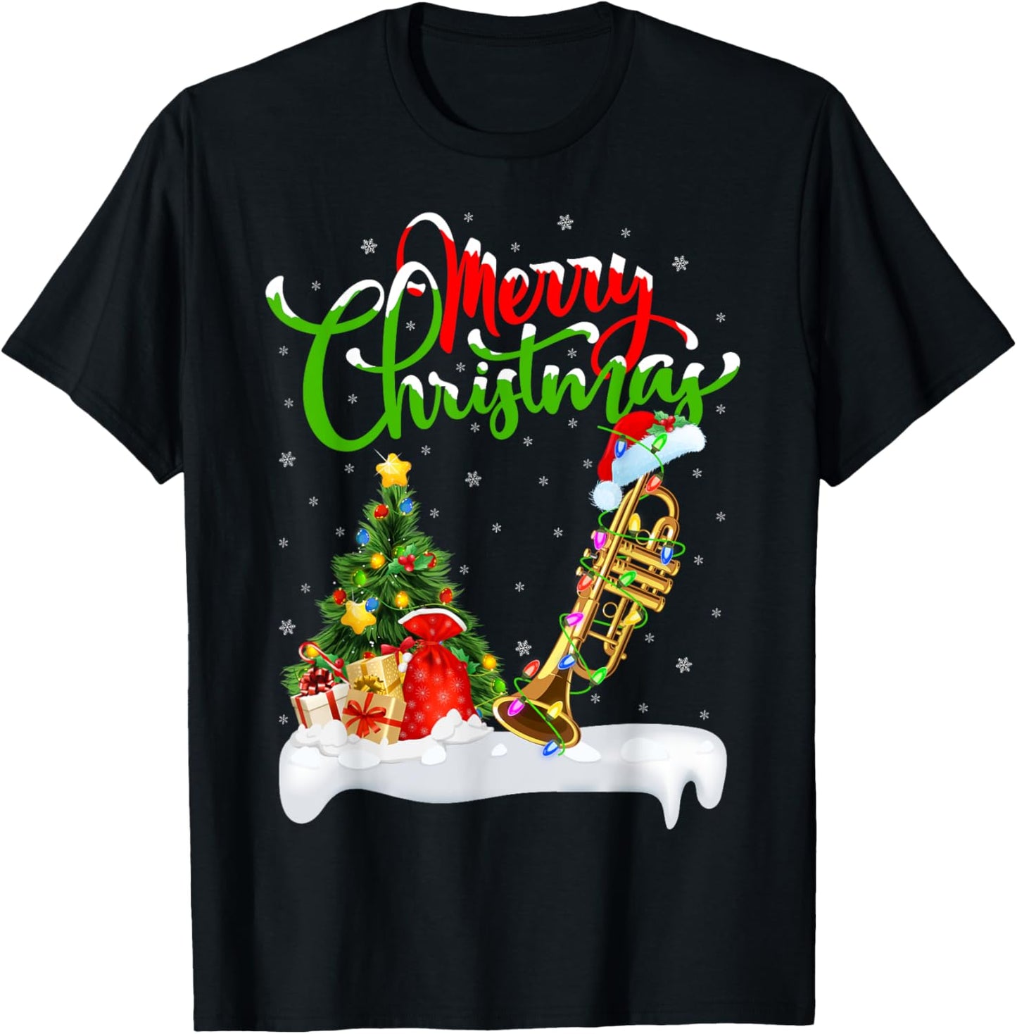 Xmas Tree Lights Santa Hat Musical Trumpet Christmas