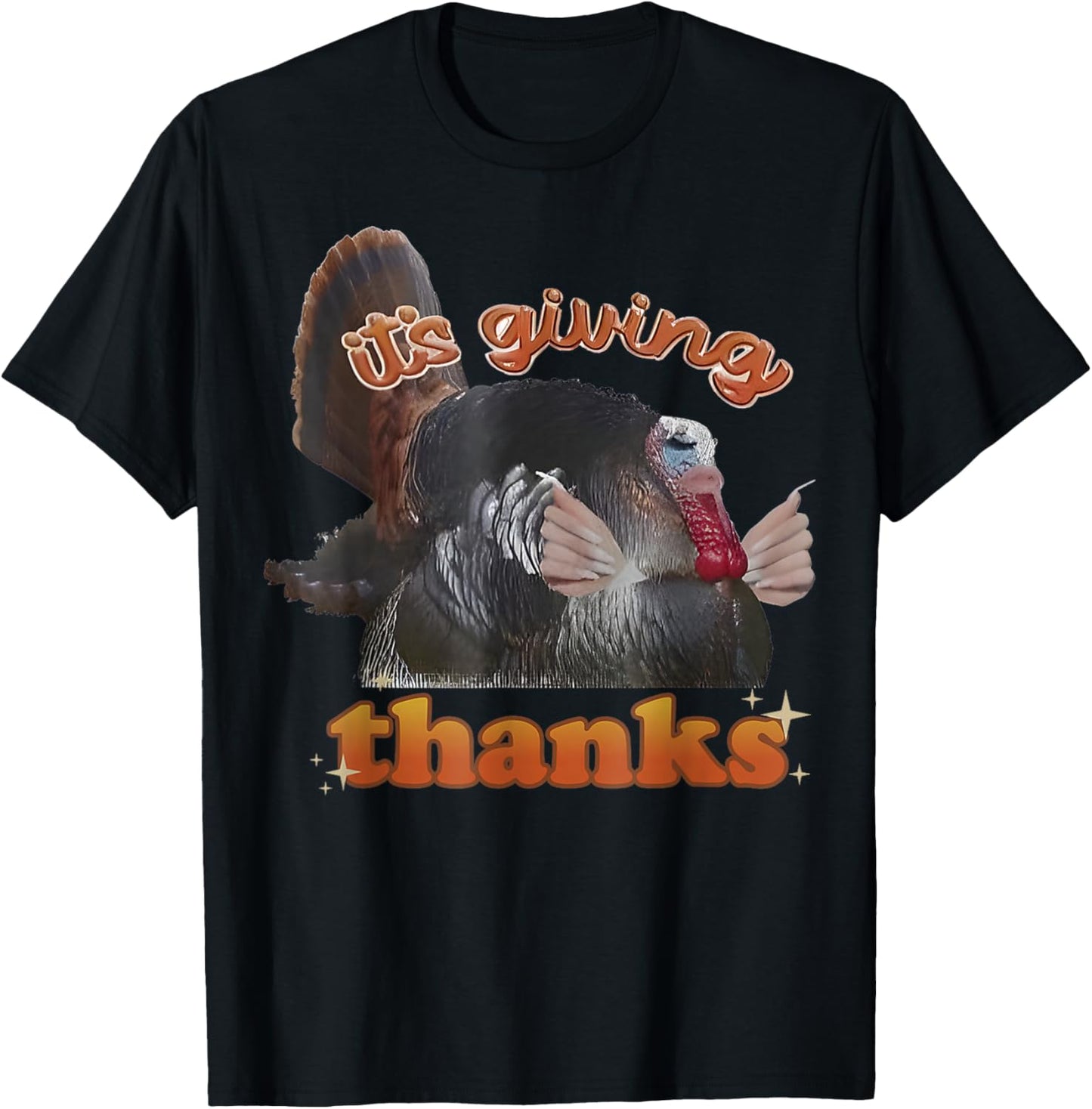 It\u2019s Giving Thanks Turkey Thanksgiving T-Shirt - Unisex-Adults, Black, Small, Short Sleeve, V-Neck, Modern Thanksgiving