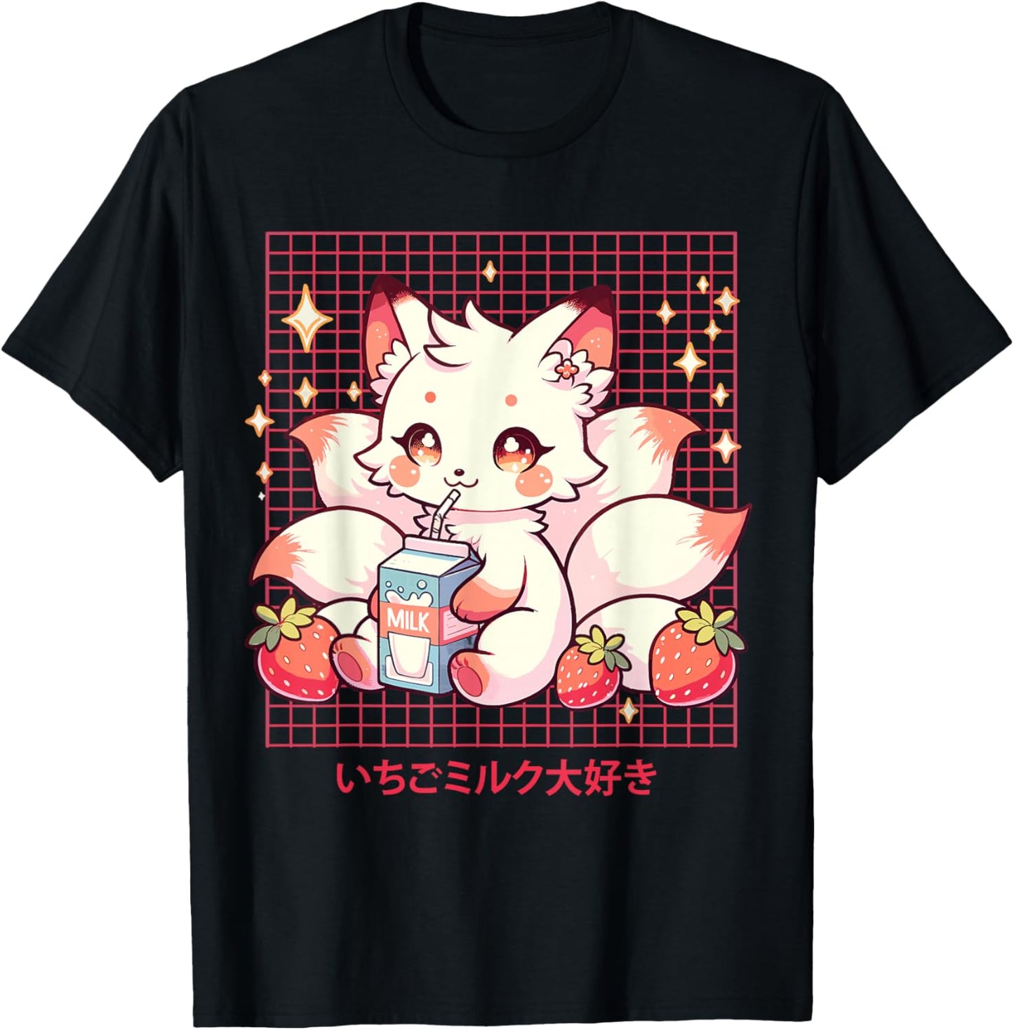 Cute Kitsune Japanese Anime Fox Kawaii Strawberry Milk