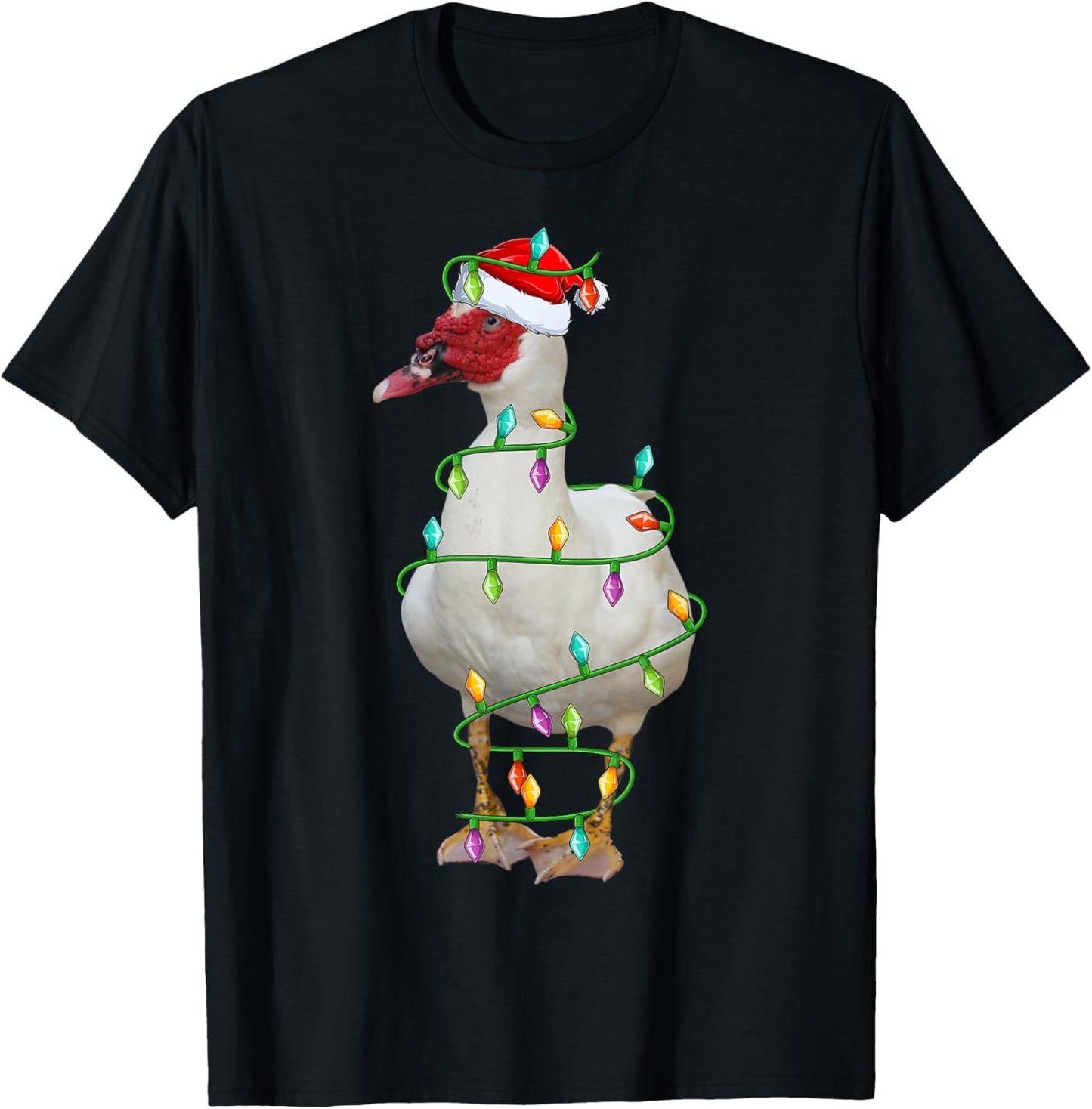 Xmas Lights Santa Hat Muscovy Duck Bird Christmas