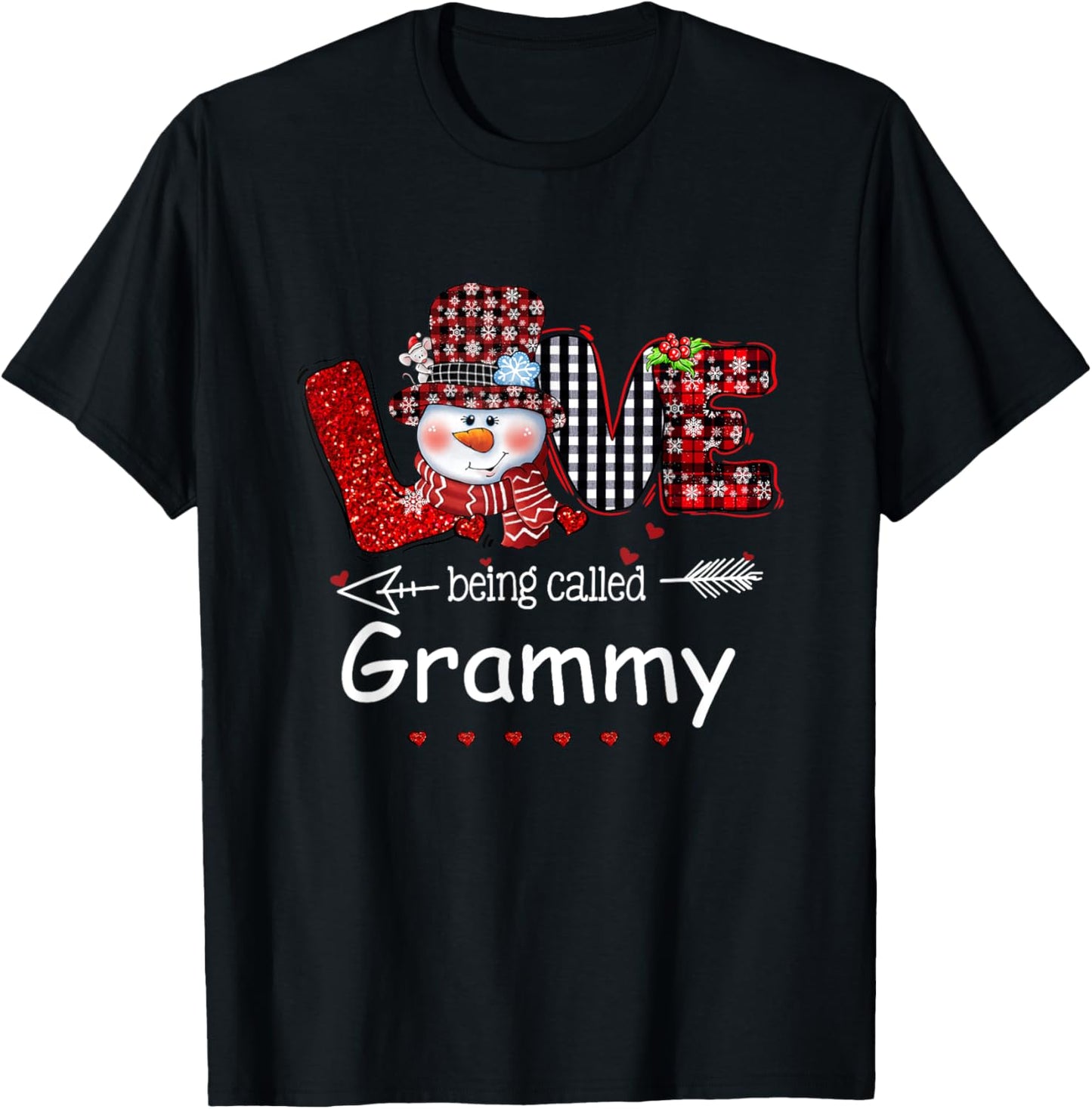 Love being called Grammy Snowman Christmas Red Plaid Xmas