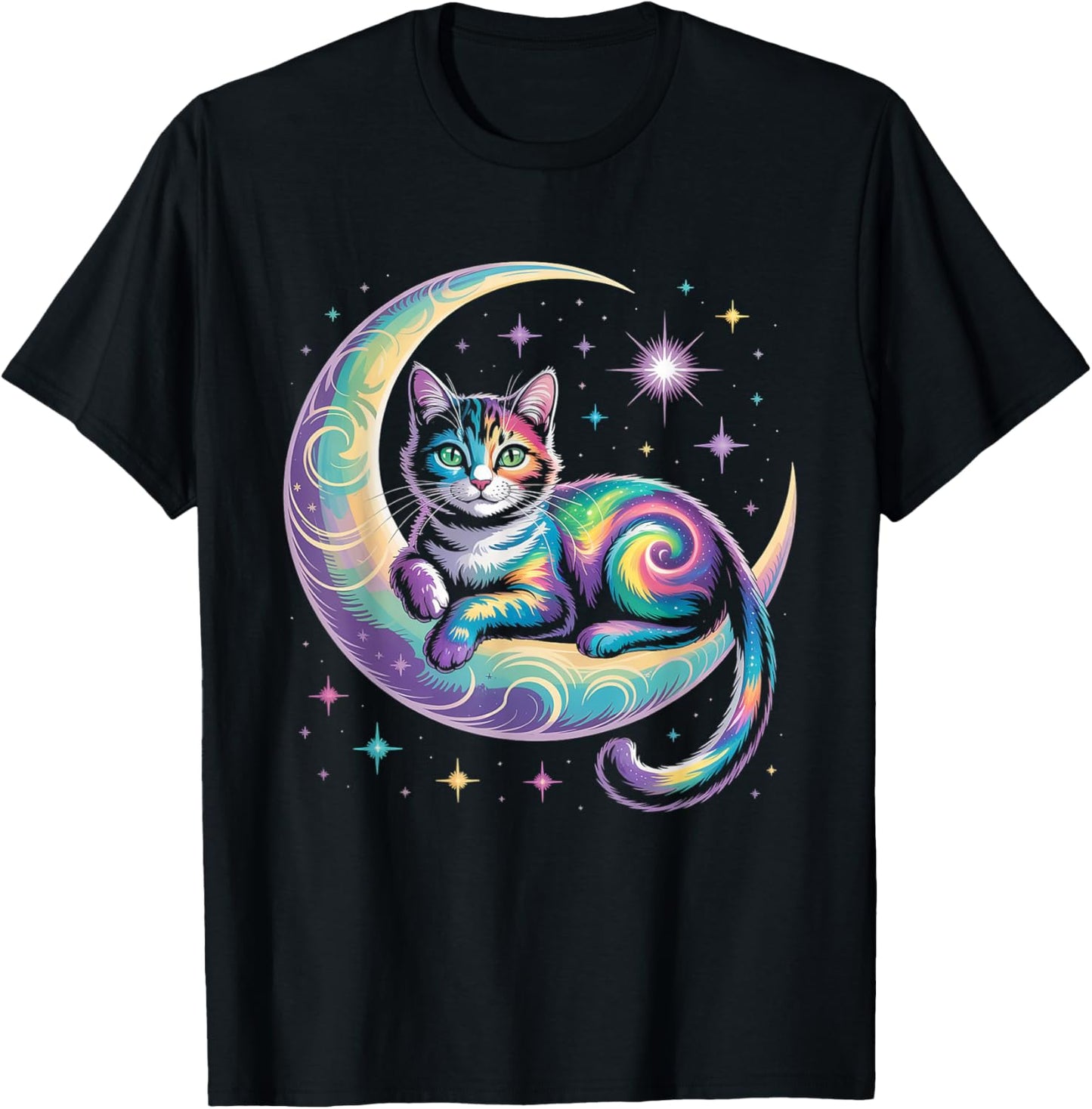 Mystical Space Cosmic Cat T-Shirt - Galaxy Kitten Graphic