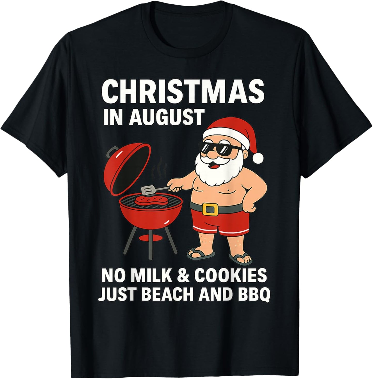 Christmas in August Santa BBQ Beach Fun T-Shirt