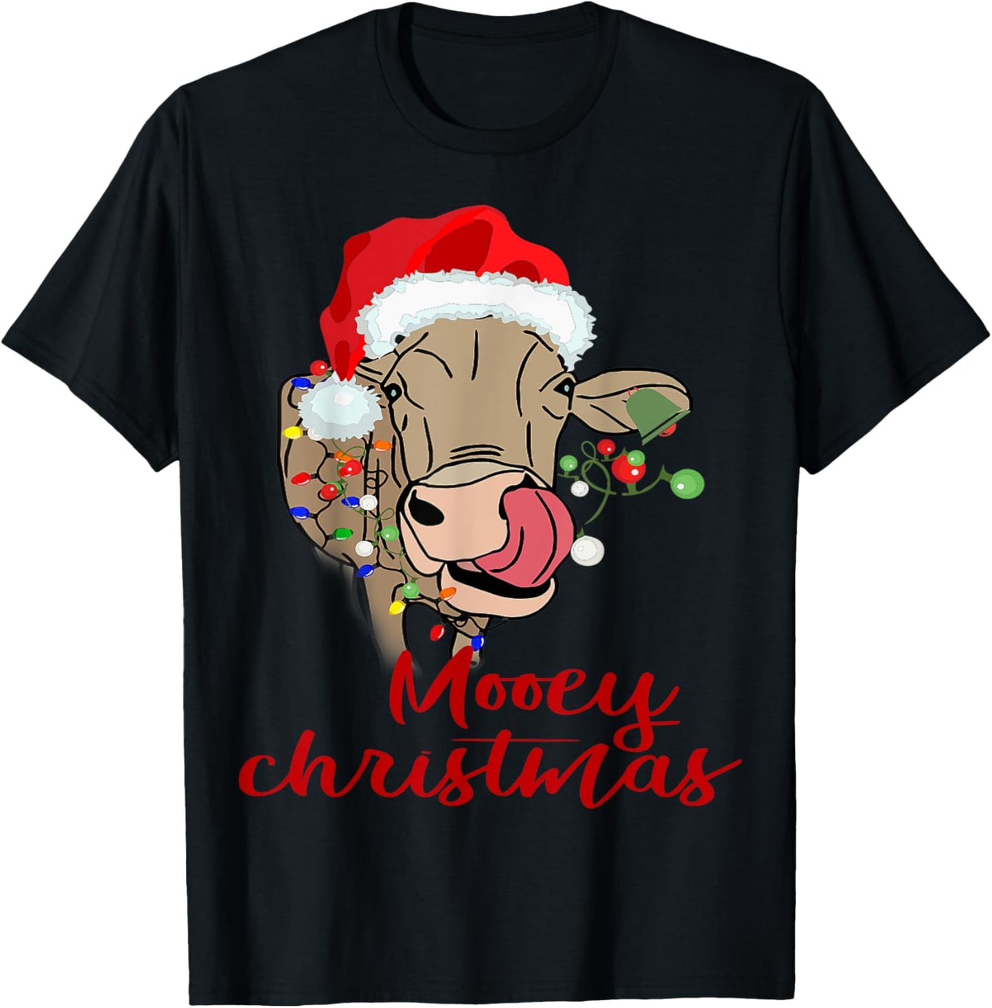 Mooey Christmas Cow T Shirt Heifer Farmer Xmas Gift Tee