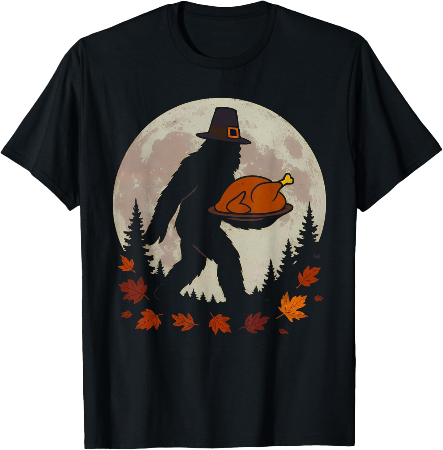 Bigfoot Pilgrim Roasted Turkey Thanksgiving Day Boys Men