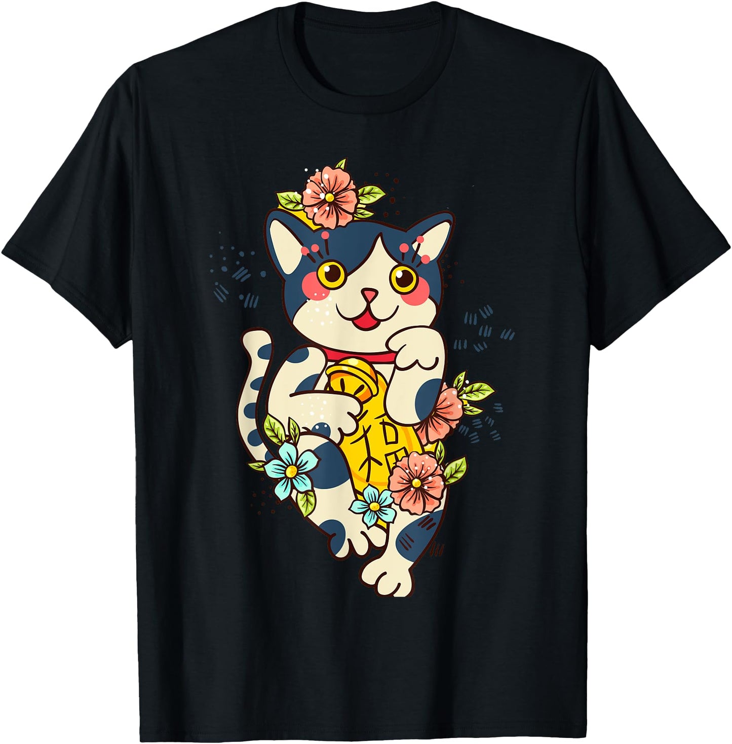 Maneki-Neko Lucky Cat Floral Japanese Good Luck Charm Japan