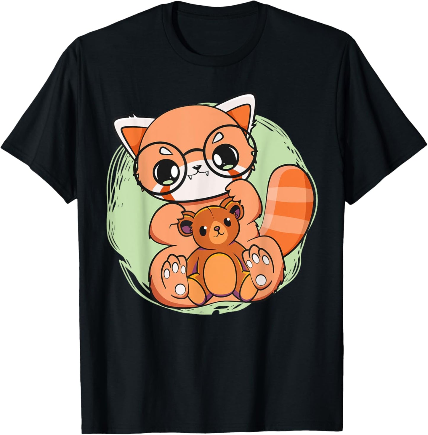 Red Panda With Baby Teddy Bear Toy Cute Chibi Anime