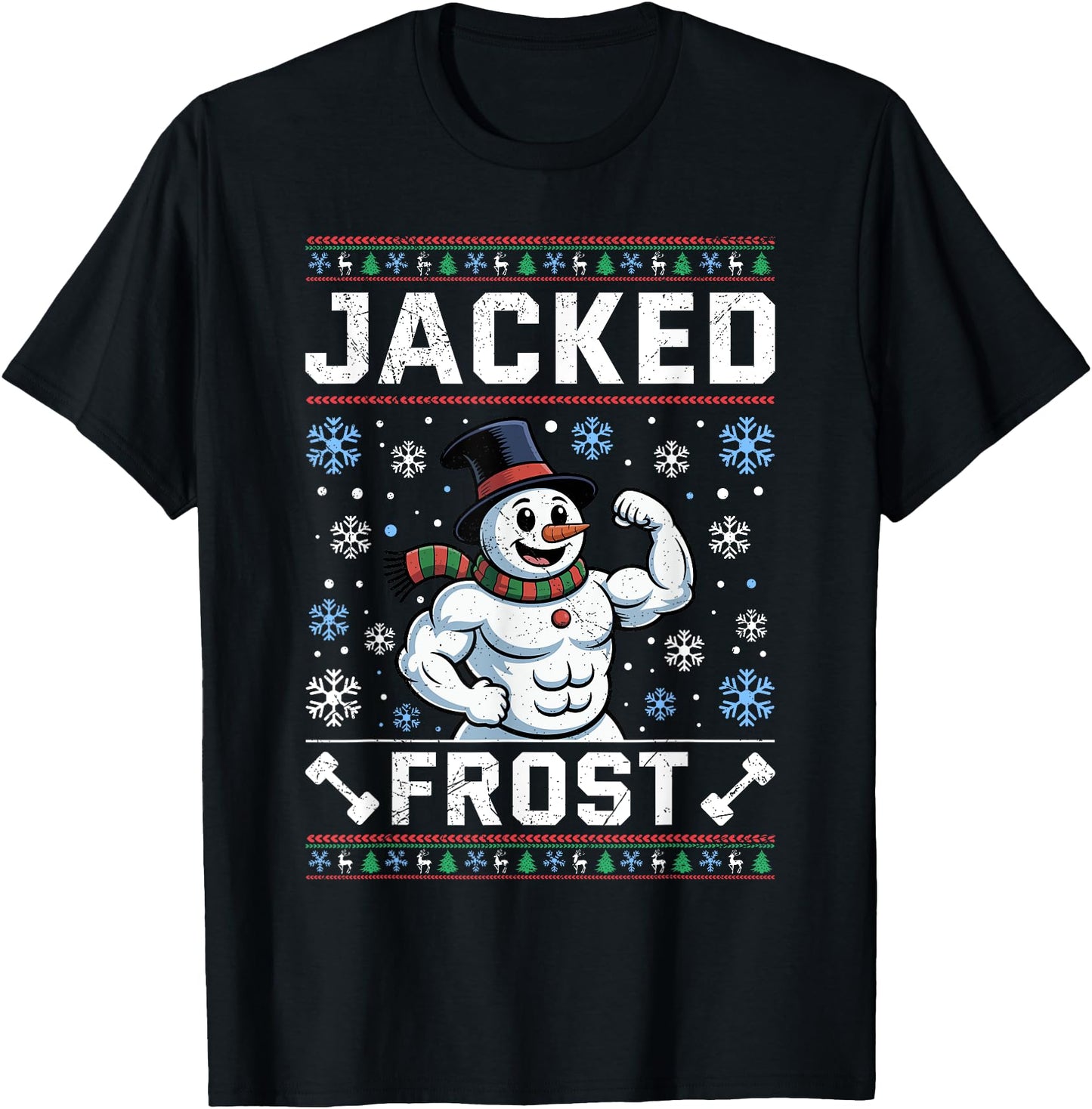 Christmas Jacked Frost Weight Training Funny Gym