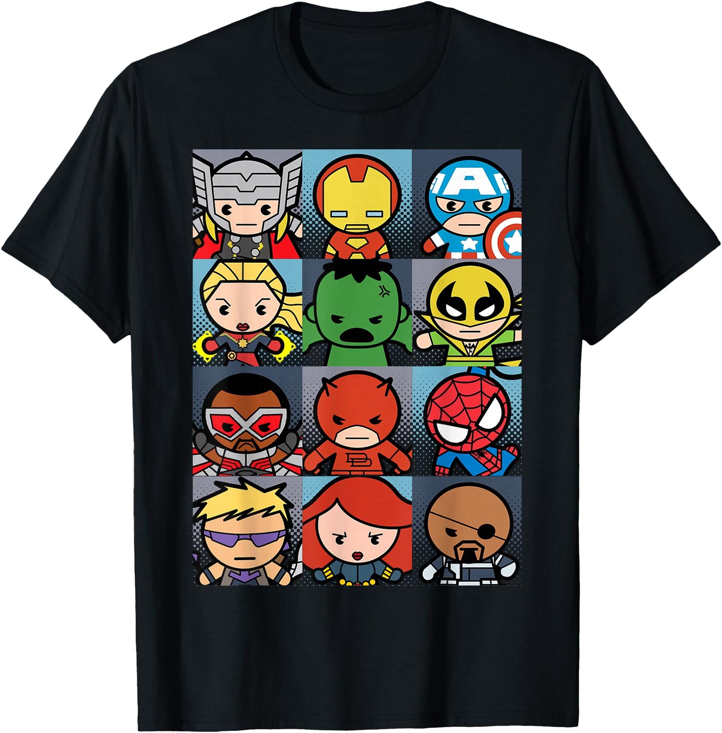 Marvel Heroes Boxed Up Kawaii Graphic T-Shirt
