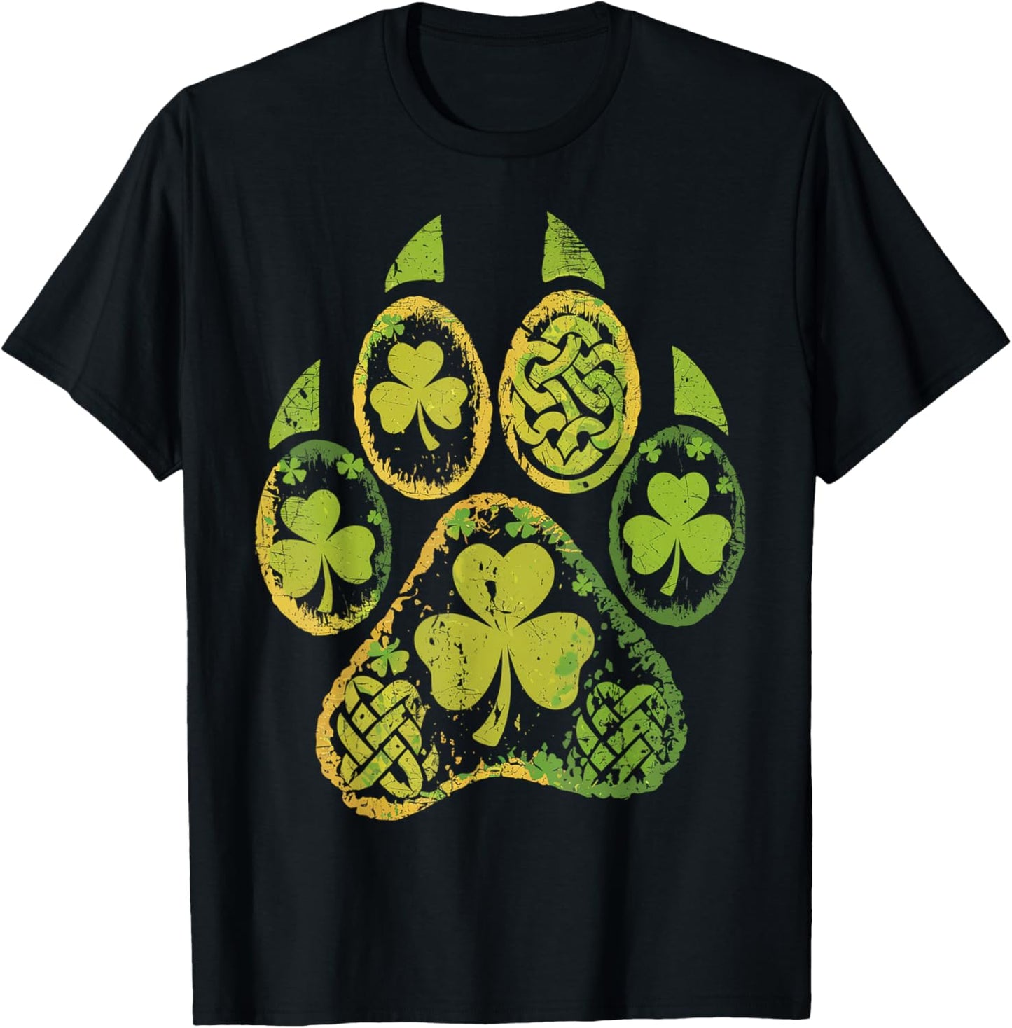 Celtic Shamrock Paw Print st Patrick's Day Dog Owner Lovers Men Women T-Shirt