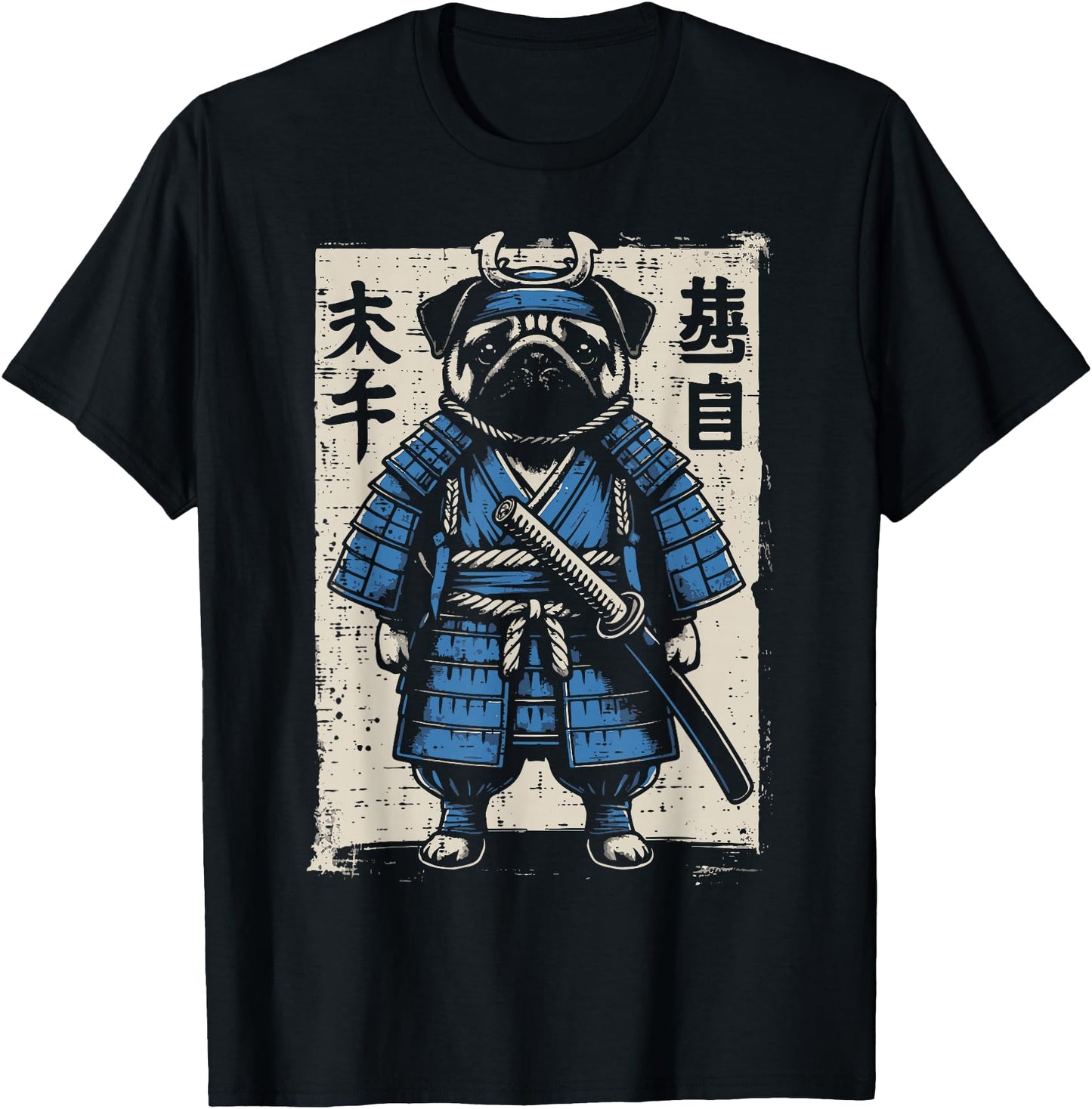 Dog Pug Samurai Funny Japanese Warrior Art Men Women
